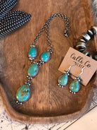 The Gloriana Lariat Necklace Set-Necklaces-Calli Co., Turquoise and Silver Jewelry, Native American Handmade, Zuni Tribe, Navajo Tribe, Brock Texas