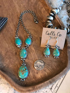 The Gloriana Lariat Necklace Set-Necklaces-Calli Co., Turquoise and Silver Jewelry, Native American Handmade, Zuni Tribe, Navajo Tribe, Brock Texas