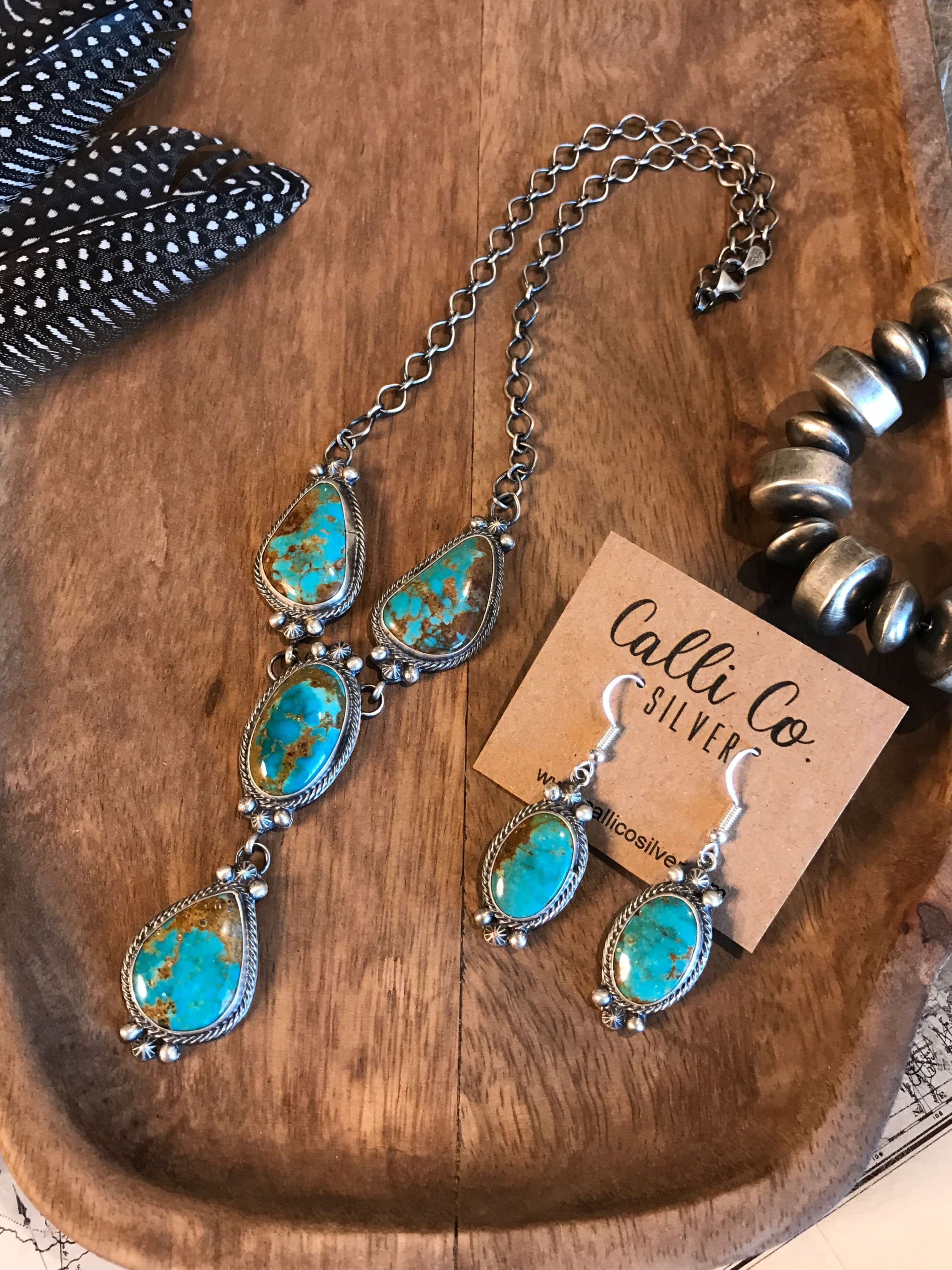 The Lariat Necklace Set, 6-Necklaces-Calli Co., Turquoise and Silver Jewelry, Native American Handmade, Zuni Tribe, Navajo Tribe, Brock Texas