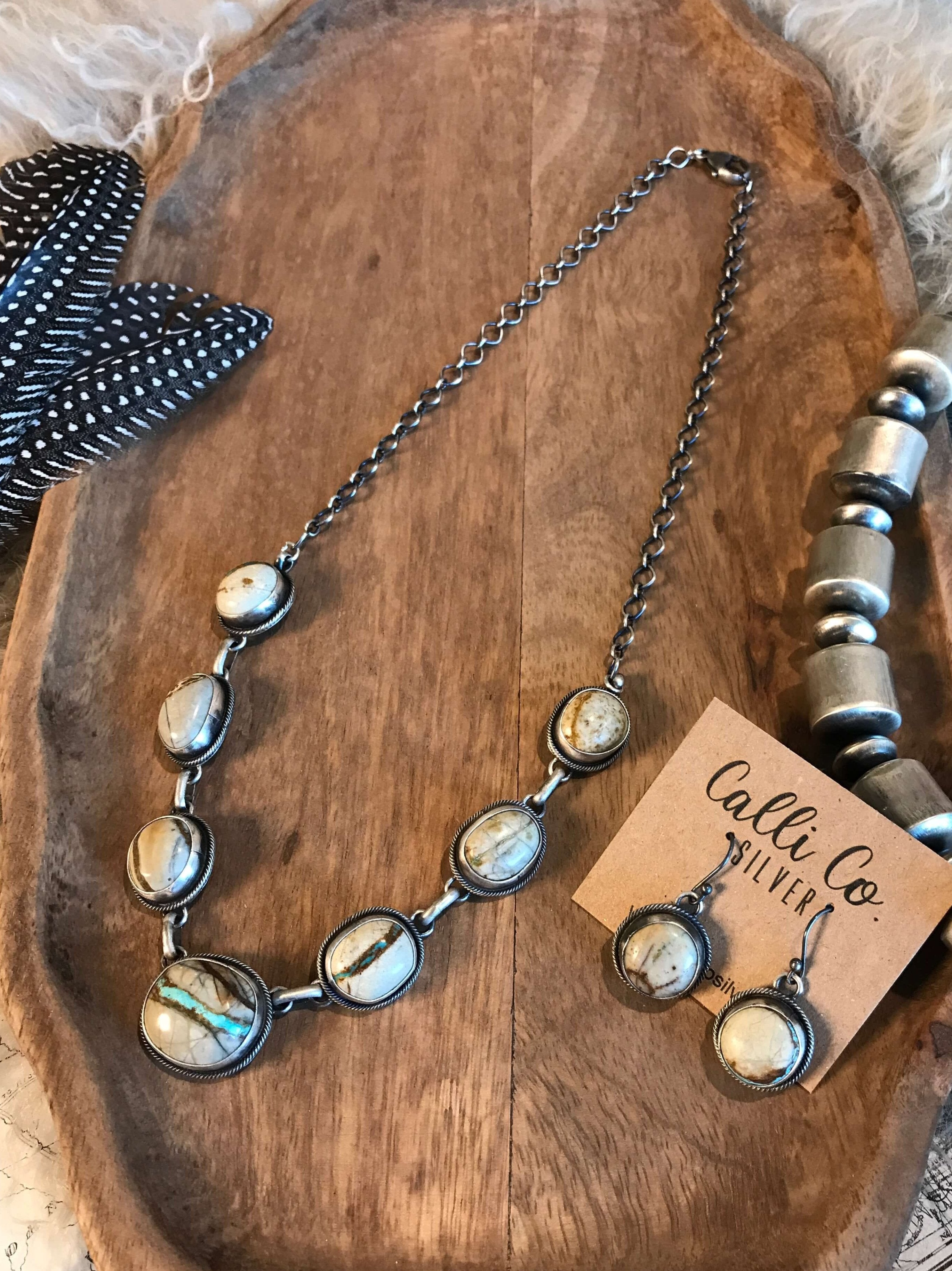 The Necklace Set, 10-Necklaces-Calli Co., Turquoise and Silver Jewelry, Native American Handmade, Zuni Tribe, Navajo Tribe, Brock Texas