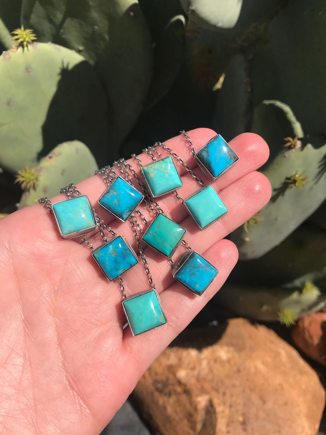 The Liam Turquoise Necklaces-Necklaces-Calli Co., Turquoise and Silver Jewelry, Native American Handmade, Zuni Tribe, Navajo Tribe, Brock Texas