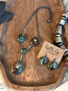 The Cross Lariat Necklace Set-Necklaces-Calli Co., Turquoise and Silver Jewelry, Native American Handmade, Zuni Tribe, Navajo Tribe, Brock Texas