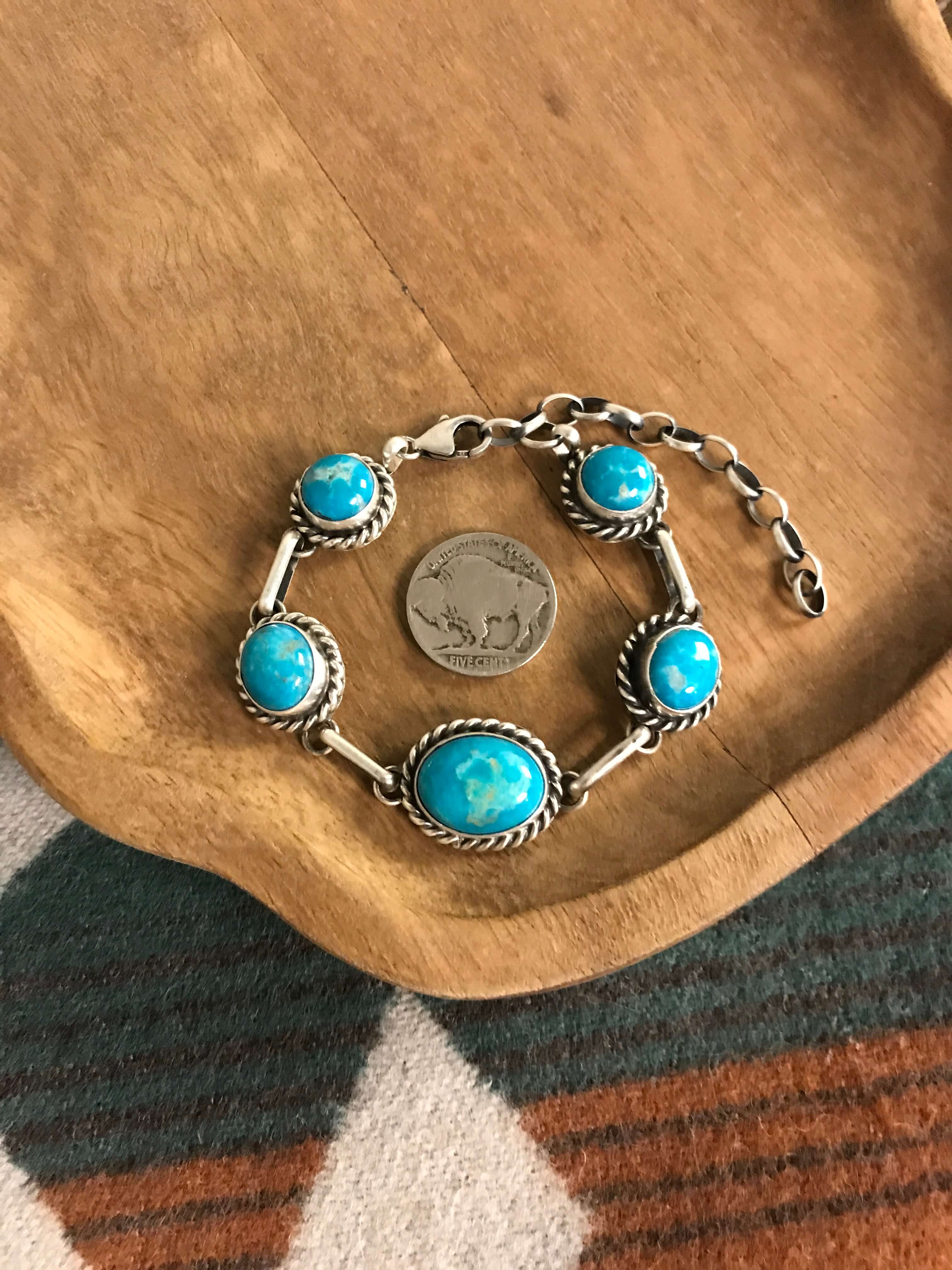 The Hamilton Link Bracelet, 2-Bracelets & Cuffs-Calli Co., Turquoise and Silver Jewelry, Native American Handmade, Zuni Tribe, Navajo Tribe, Brock Texas