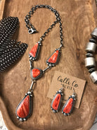 The Cimarron Lariat Necklace Set-Necklaces-Calli Co., Turquoise and Silver Jewelry, Native American Handmade, Zuni Tribe, Navajo Tribe, Brock Texas