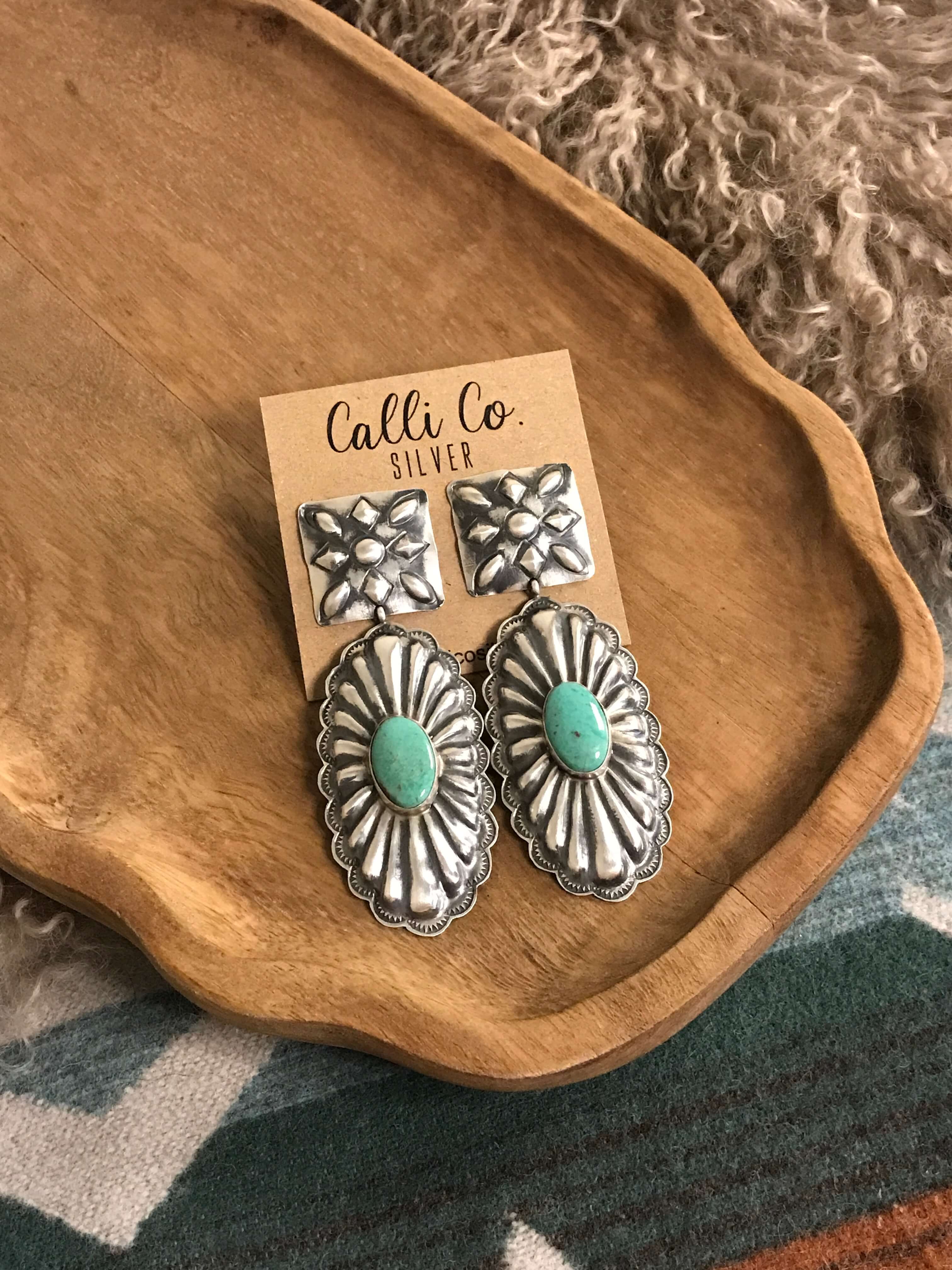 The Bonfouca Earrings, 1 xx-Earrings-Calli Co., Turquoise and Silver Jewelry, Native American Handmade, Zuni Tribe, Navajo Tribe, Brock Texas