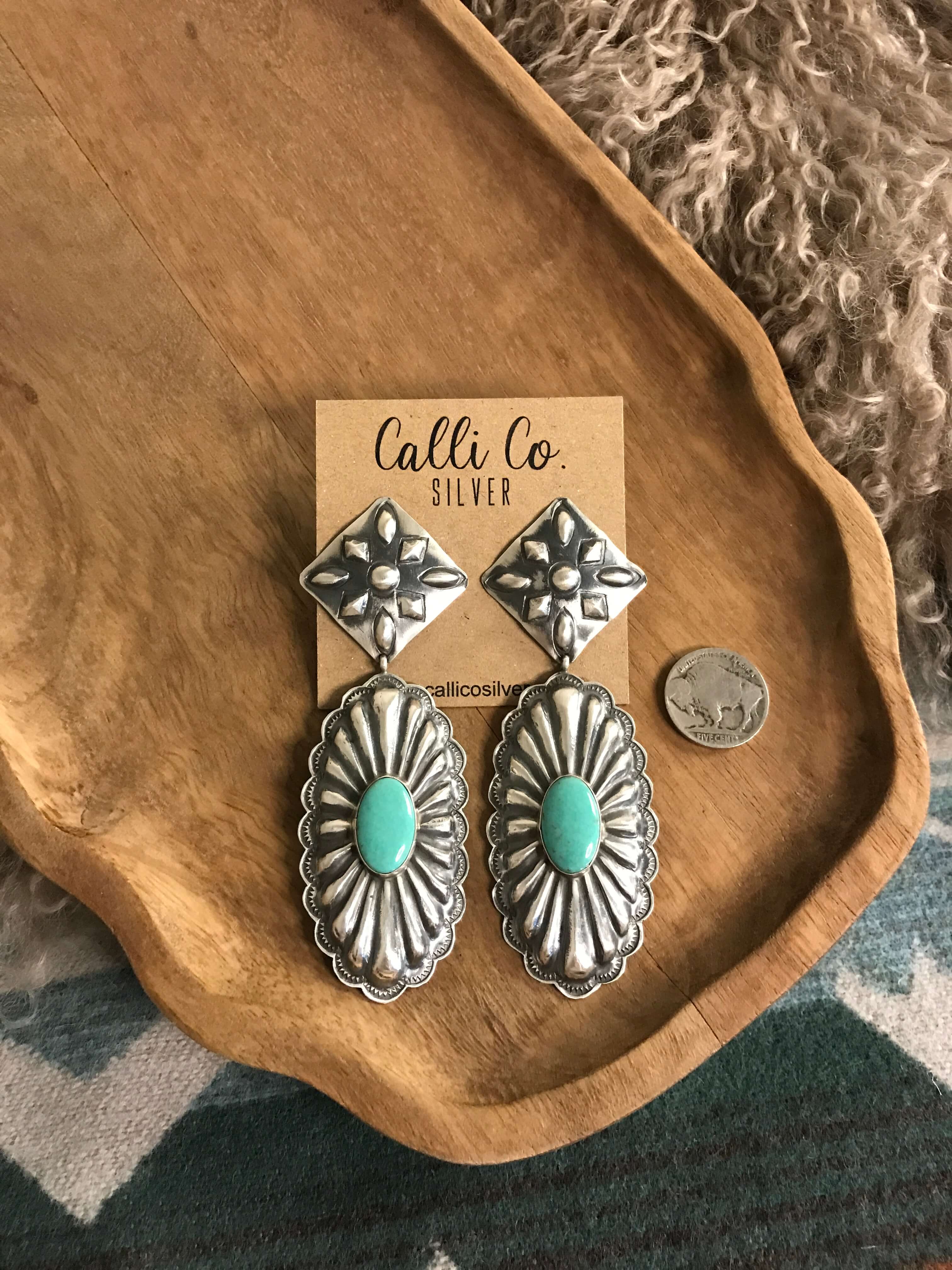 The Bonfouca Earrings, 2 xx-Earrings-Calli Co., Turquoise and Silver Jewelry, Native American Handmade, Zuni Tribe, Navajo Tribe, Brock Texas