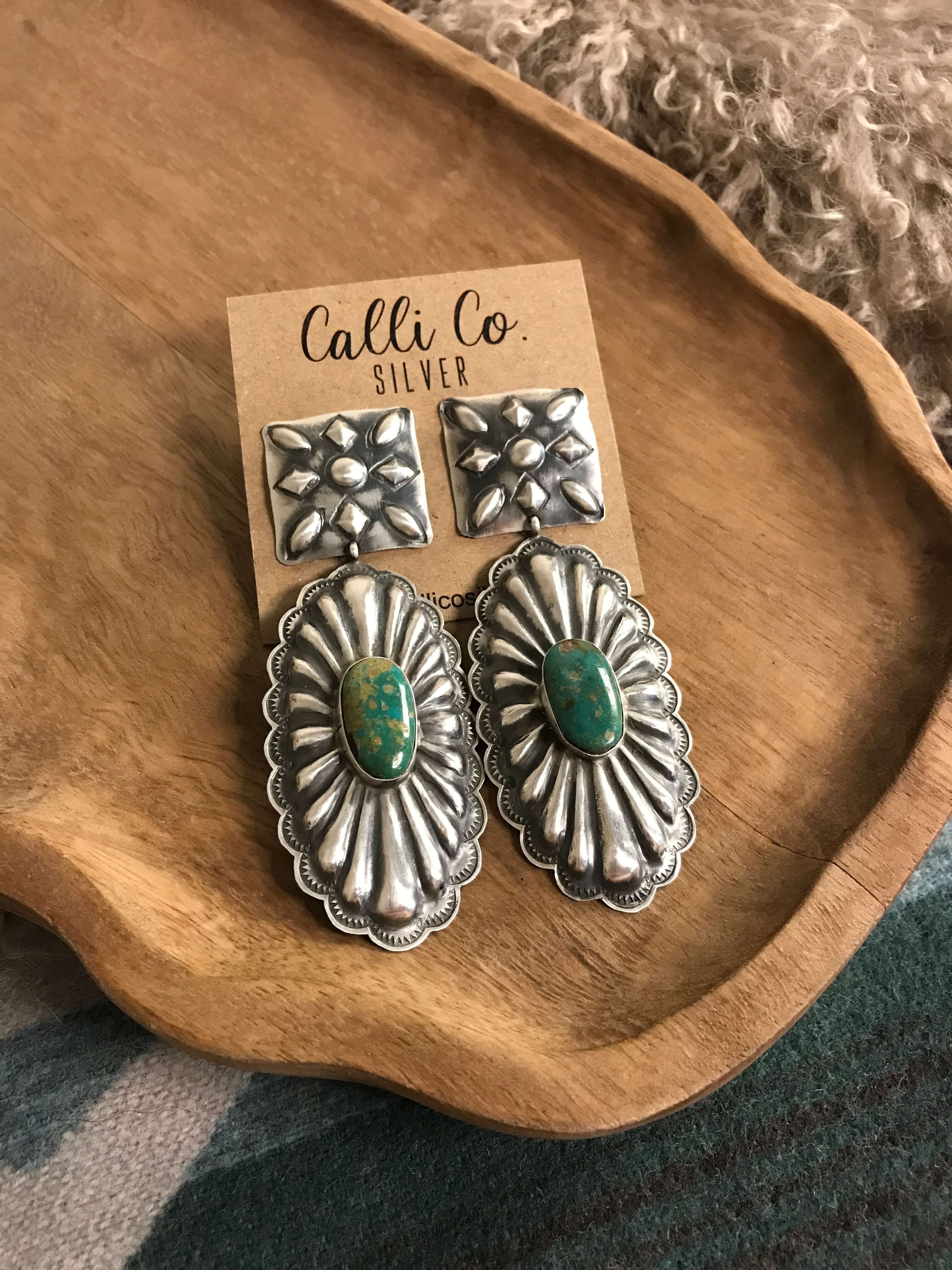 The Bonfouca Earrings, 3 xx-Earrings-Calli Co., Turquoise and Silver Jewelry, Native American Handmade, Zuni Tribe, Navajo Tribe, Brock Texas