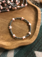 The Maizey Pink Conch Stretch Bracelet xx-Bracelets & Cuffs-Calli Co., Turquoise and Silver Jewelry, Native American Handmade, Zuni Tribe, Navajo Tribe, Brock Texas