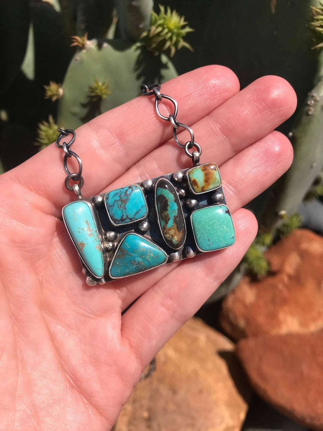 The Picasso Necklace, 2-Necklaces-Calli Co., Turquoise and Silver Jewelry, Native American Handmade, Zuni Tribe, Navajo Tribe, Brock Texas