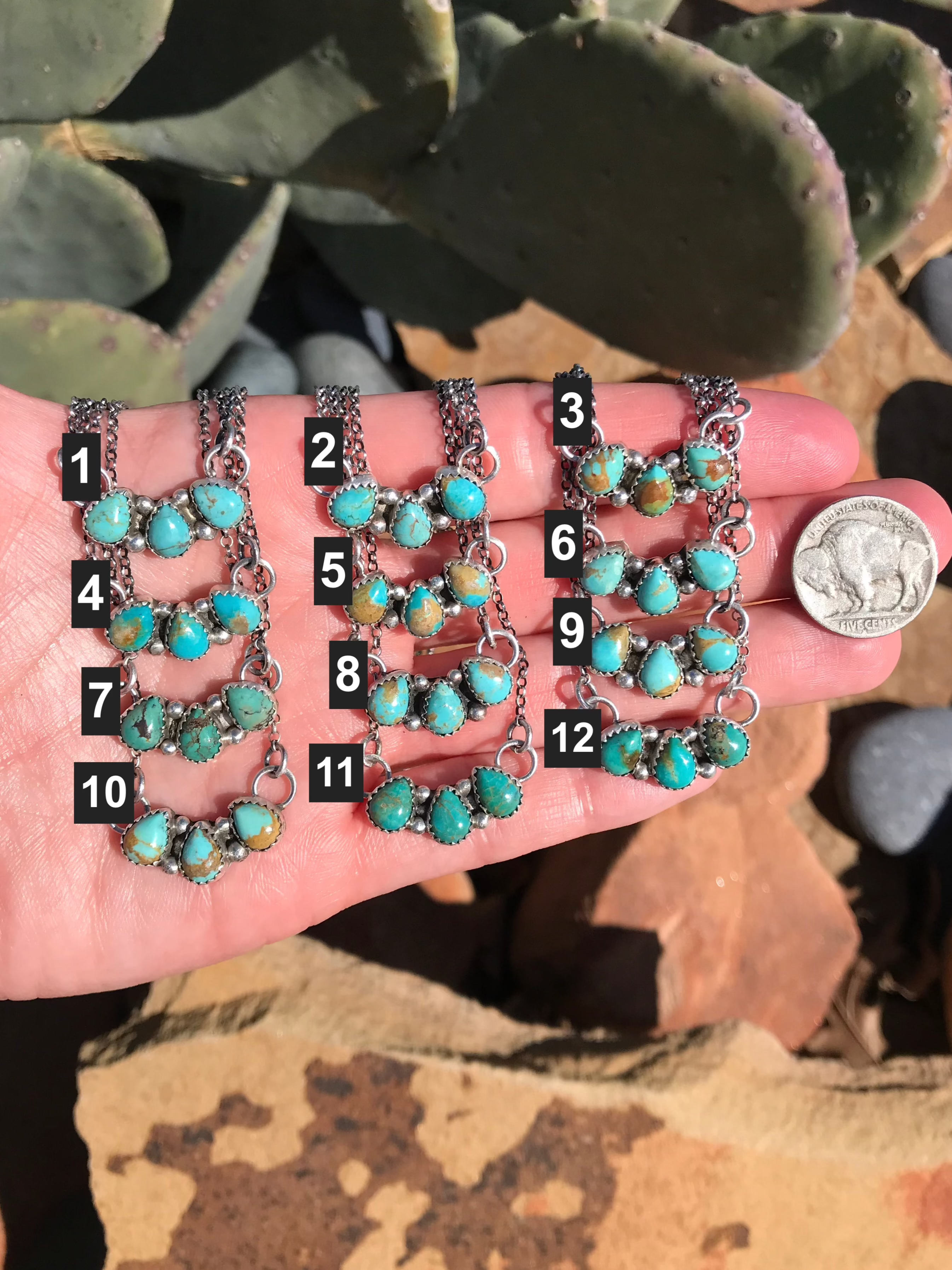 The Rexford Turquoise 3 Stone Necklaces-Necklaces-Calli Co., Turquoise and Silver Jewelry, Native American Handmade, Zuni Tribe, Navajo Tribe, Brock Texas