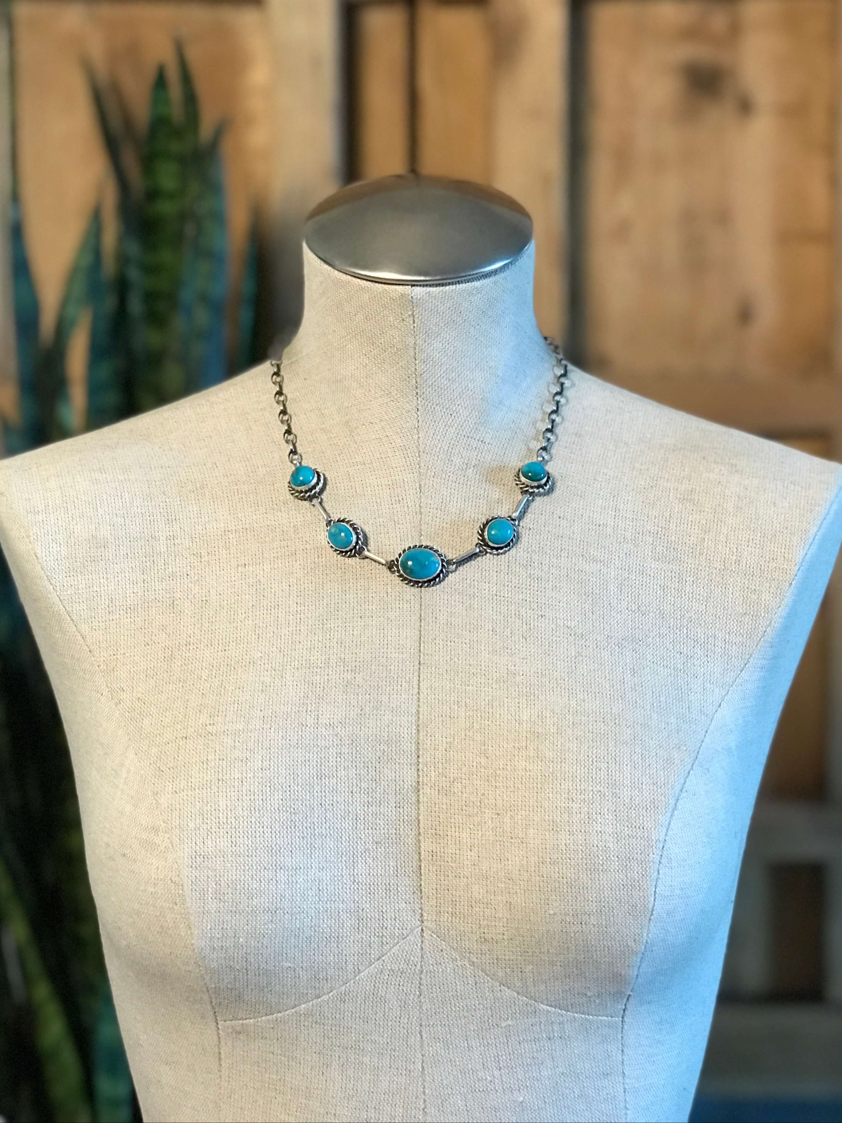 The Sutton Necklace, 7-Necklaces-Calli Co., Turquoise and Silver Jewelry, Native American Handmade, Zuni Tribe, Navajo Tribe, Brock Texas