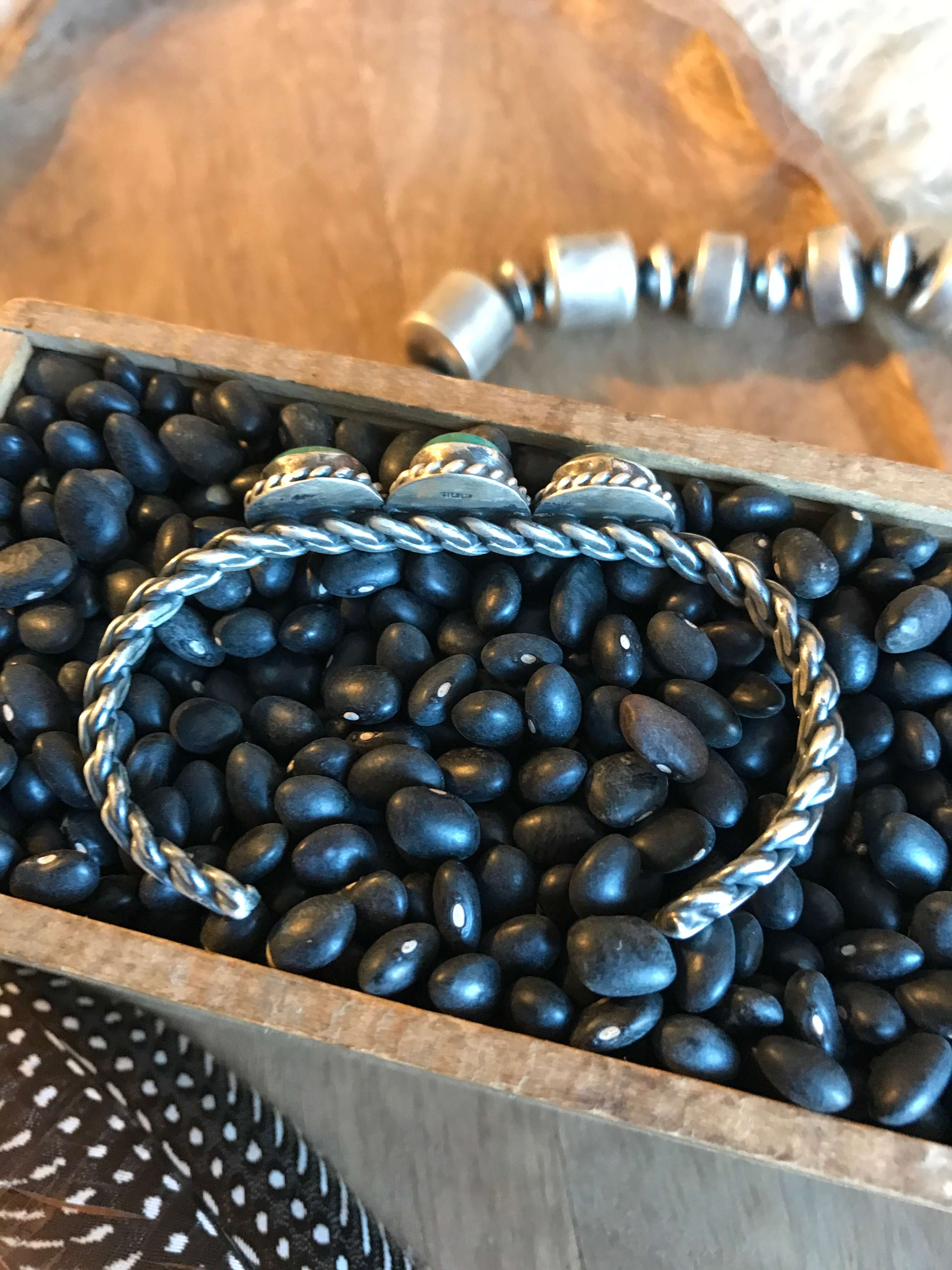 The Triple Stone Braid Cuff, 6-Bracelets & Cuffs-Calli Co., Turquoise and Silver Jewelry, Native American Handmade, Zuni Tribe, Navajo Tribe, Brock Texas