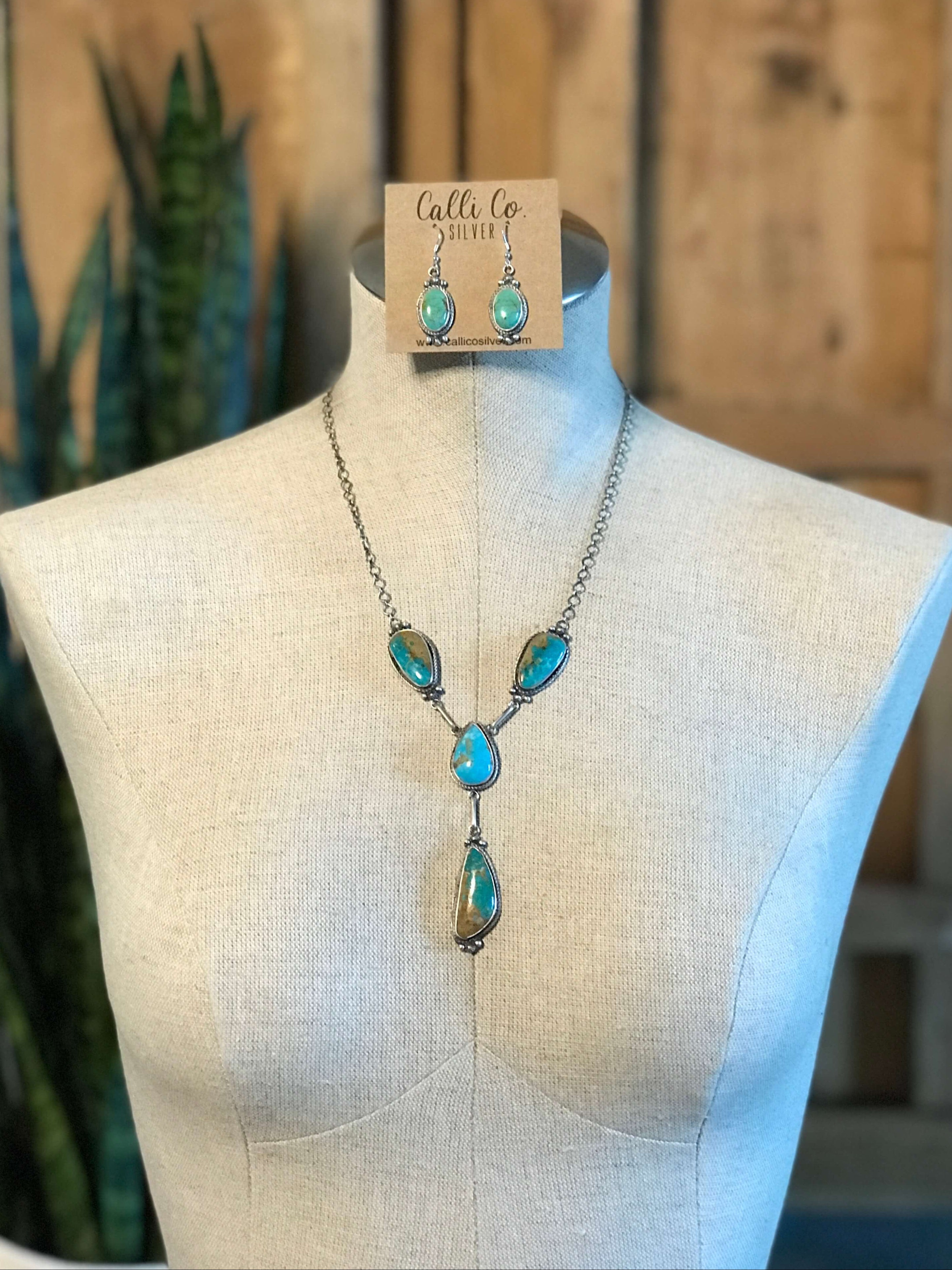 The Rhett Lariat Necklace Set xx-Necklaces-Calli Co., Turquoise and Silver Jewelry, Native American Handmade, Zuni Tribe, Navajo Tribe, Brock Texas