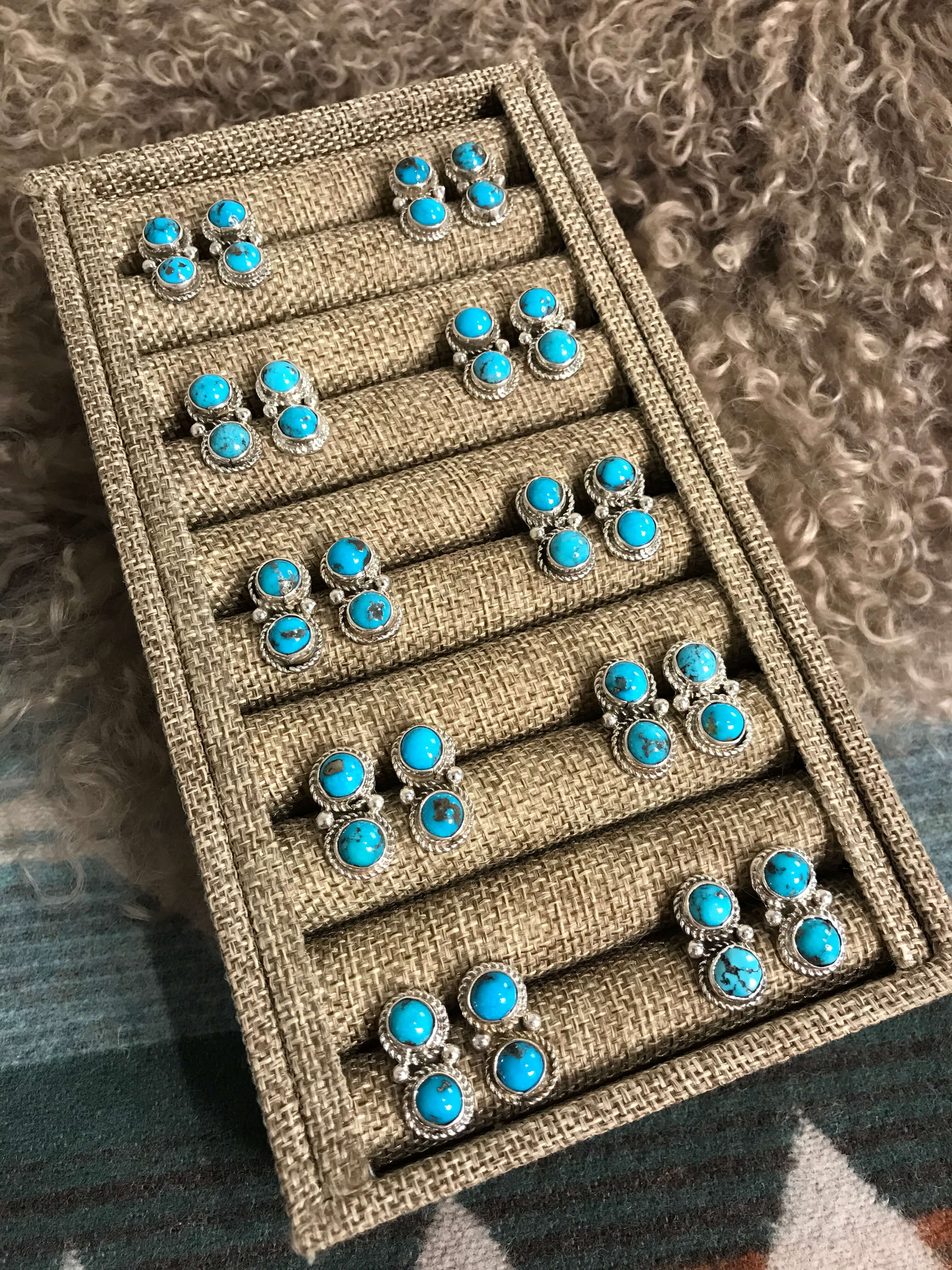 The Ansel Turquoise Earrings-Earrings-Calli Co., Turquoise and Silver Jewelry, Native American Handmade, Zuni Tribe, Navajo Tribe, Brock Texas