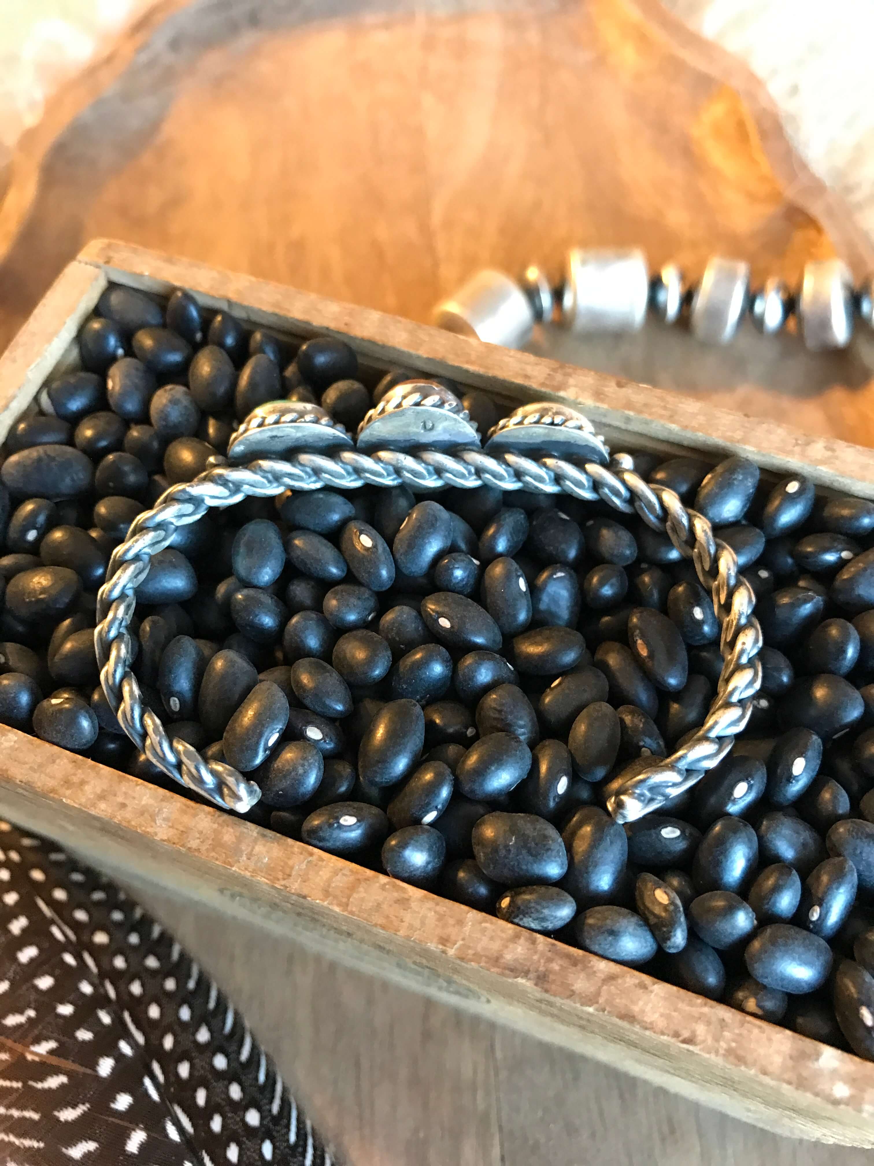 The Triple Stone Braid Cuff, 7-Bracelets & Cuffs-Calli Co., Turquoise and Silver Jewelry, Native American Handmade, Zuni Tribe, Navajo Tribe, Brock Texas