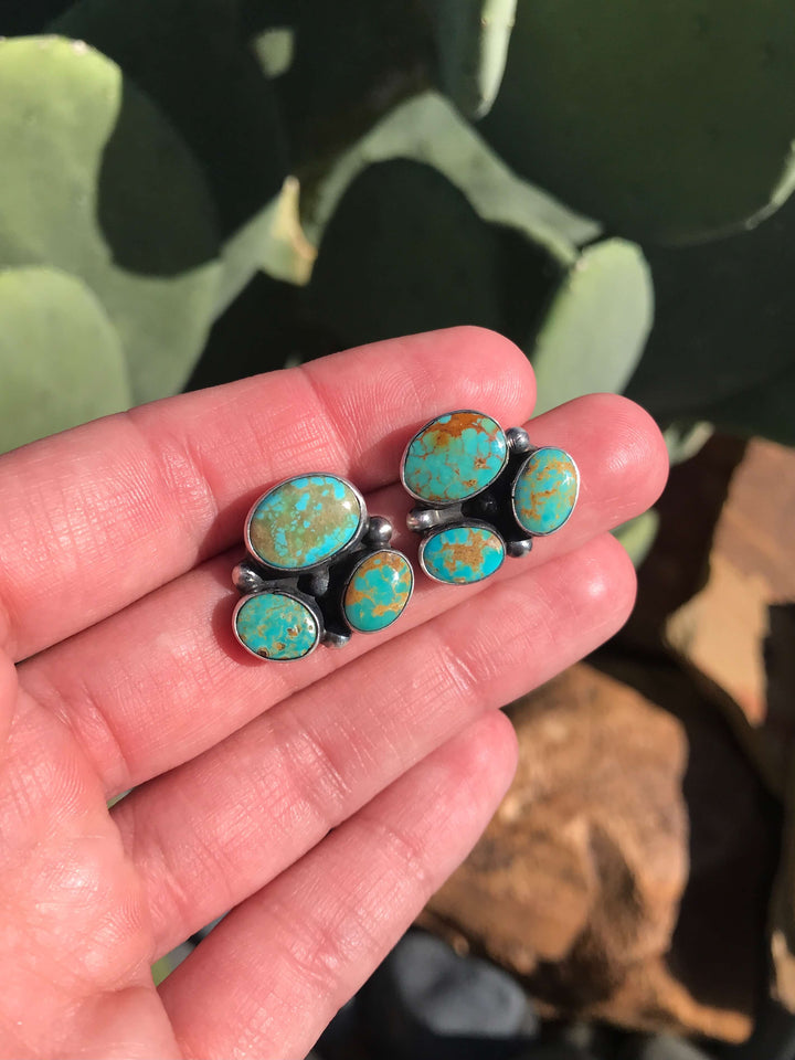 The Tres Rios Earrings, 14-Earrings-Calli Co., Turquoise and Silver Jewelry, Native American Handmade, Zuni Tribe, Navajo Tribe, Brock Texas