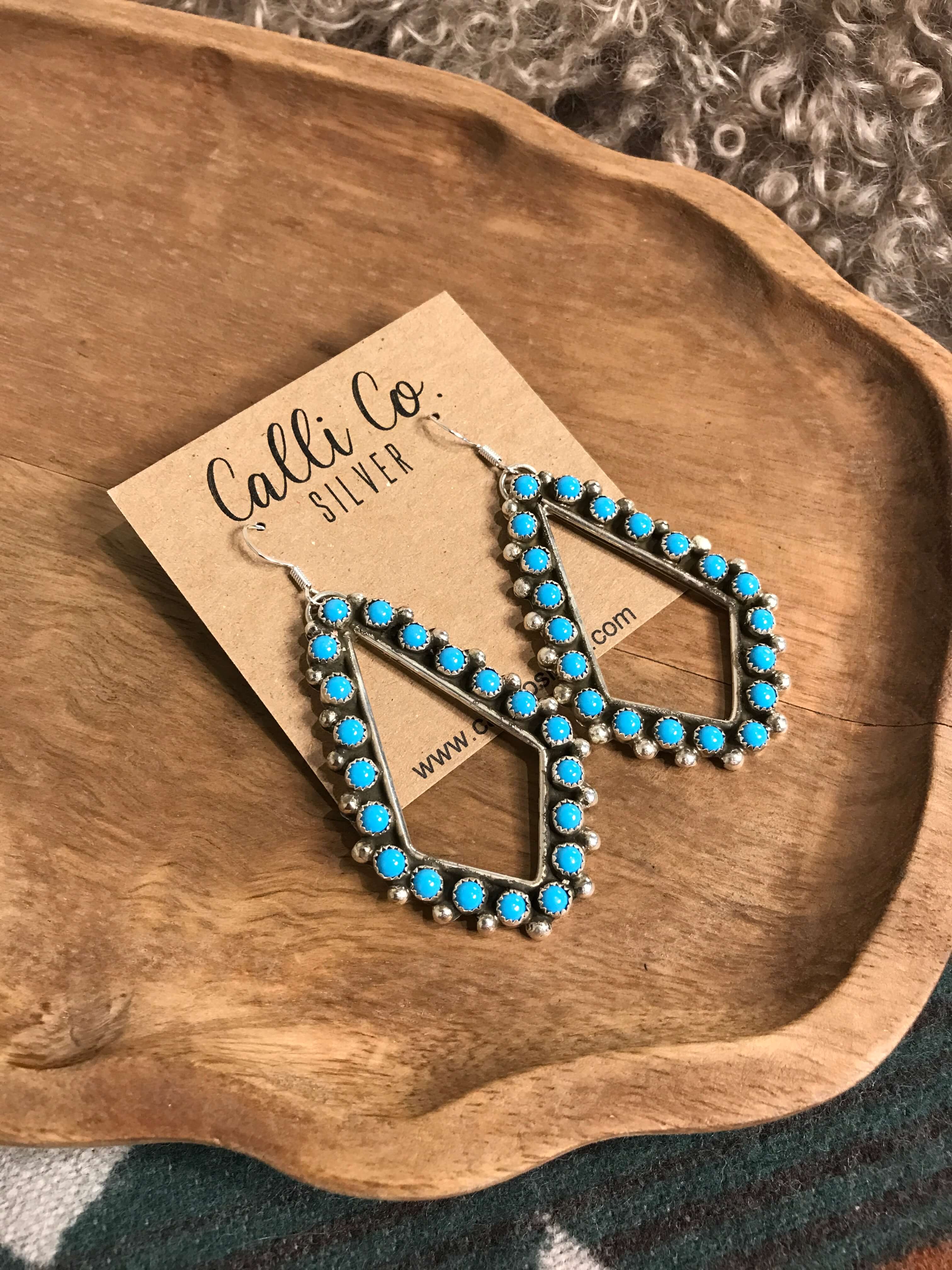 The Colossal Diamond 'Hoop' Earrings-Earrings-Calli Co., Turquoise and Silver Jewelry, Native American Handmade, Zuni Tribe, Navajo Tribe, Brock Texas