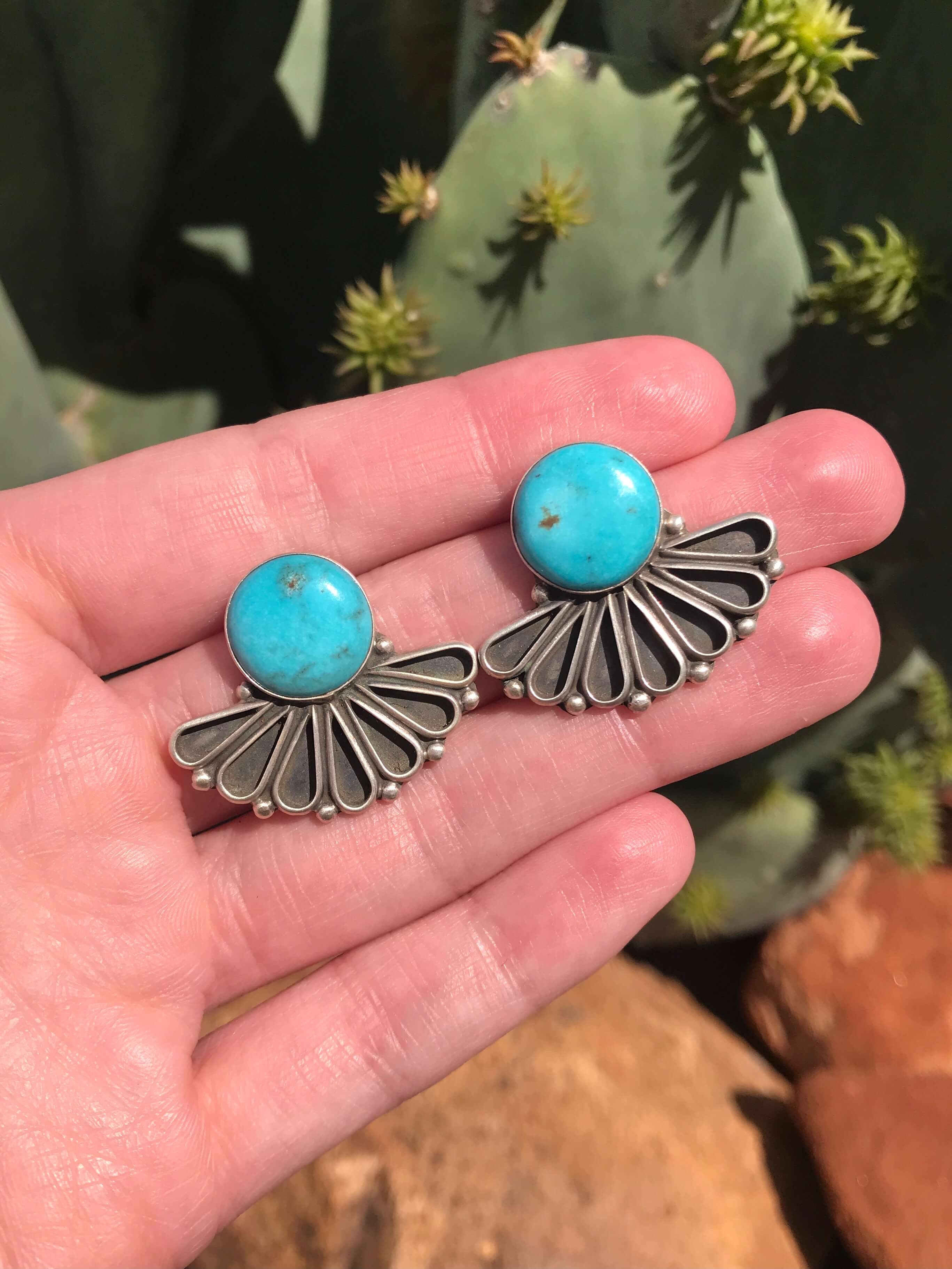 VINTAGE TURQUOISE EARRINGS ビンテージターコイズピアス The Alaskan Turquoise Earrings, 21 – Calli Co. Silver