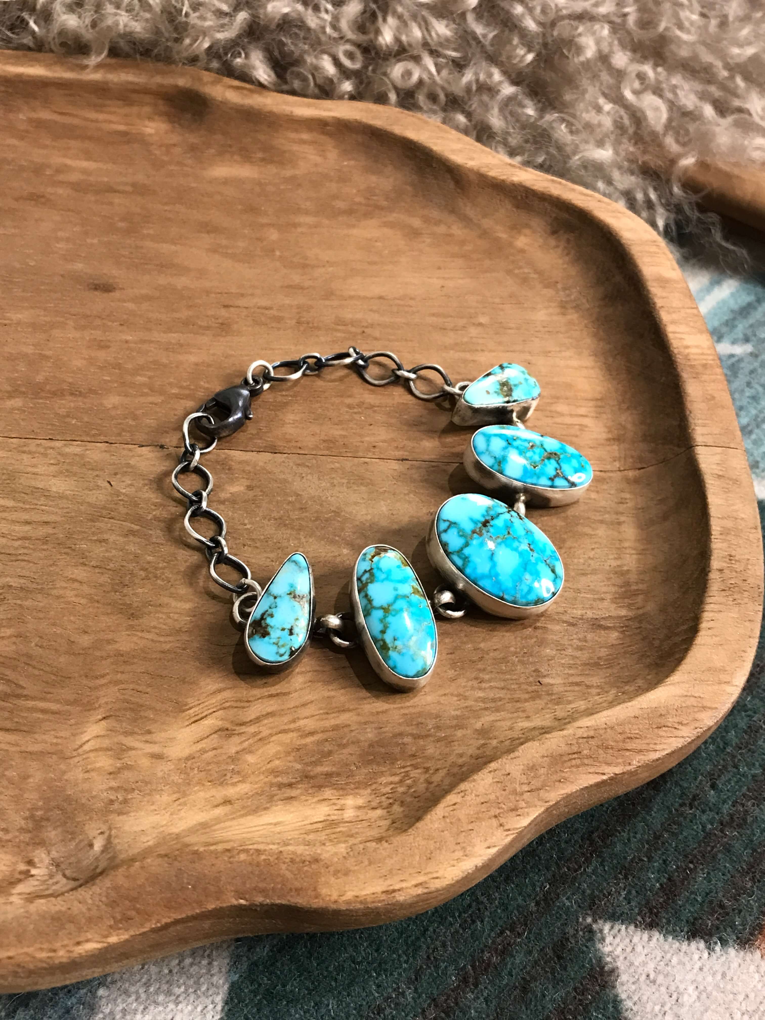The Gallegos Link Bracelet, 1 xx-Bracelets & Cuffs-Calli Co., Turquoise and Silver Jewelry, Native American Handmade, Zuni Tribe, Navajo Tribe, Brock Texas