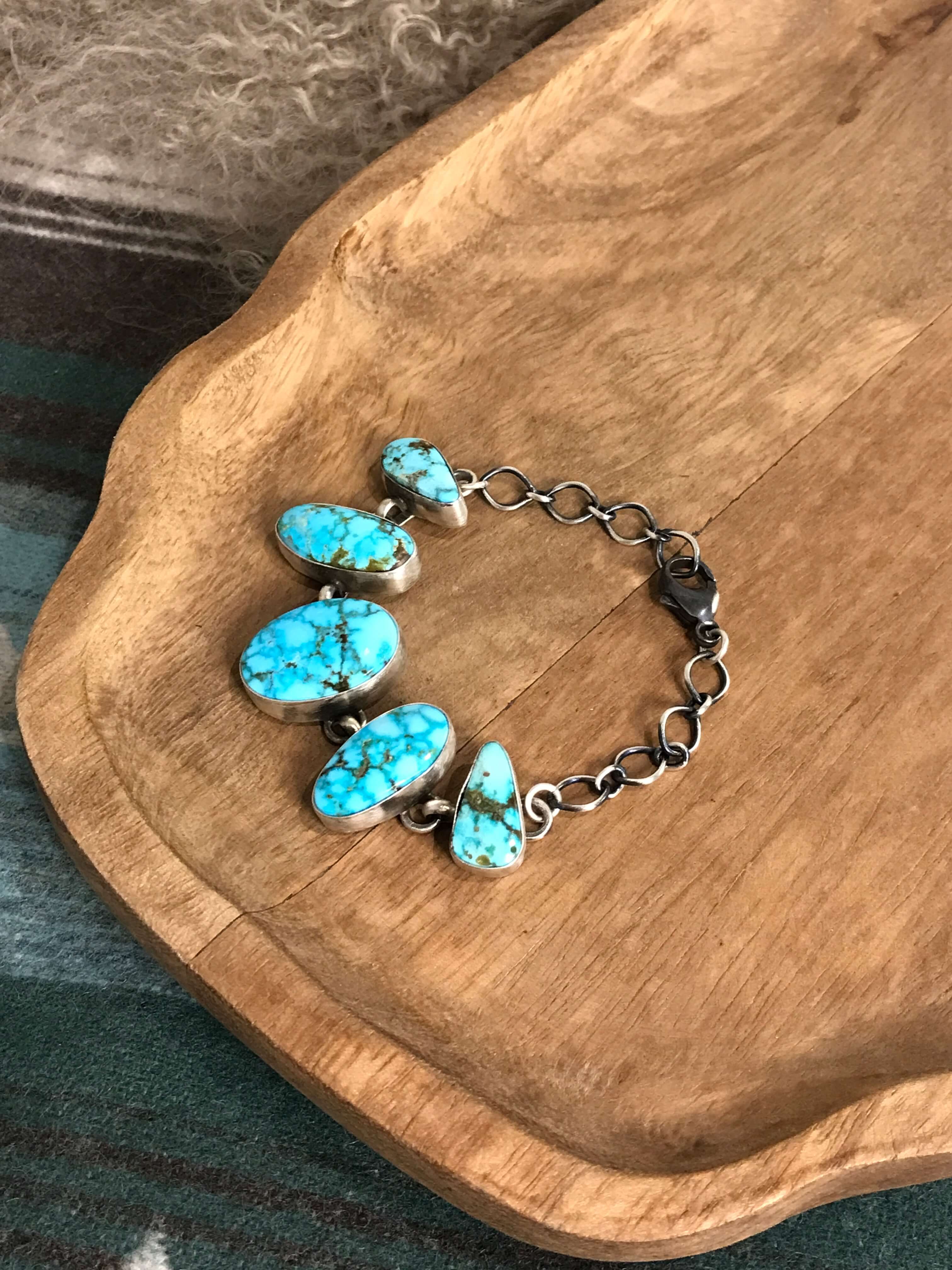 The Gallegos Link Bracelet, 1 xx-Bracelets & Cuffs-Calli Co., Turquoise and Silver Jewelry, Native American Handmade, Zuni Tribe, Navajo Tribe, Brock Texas