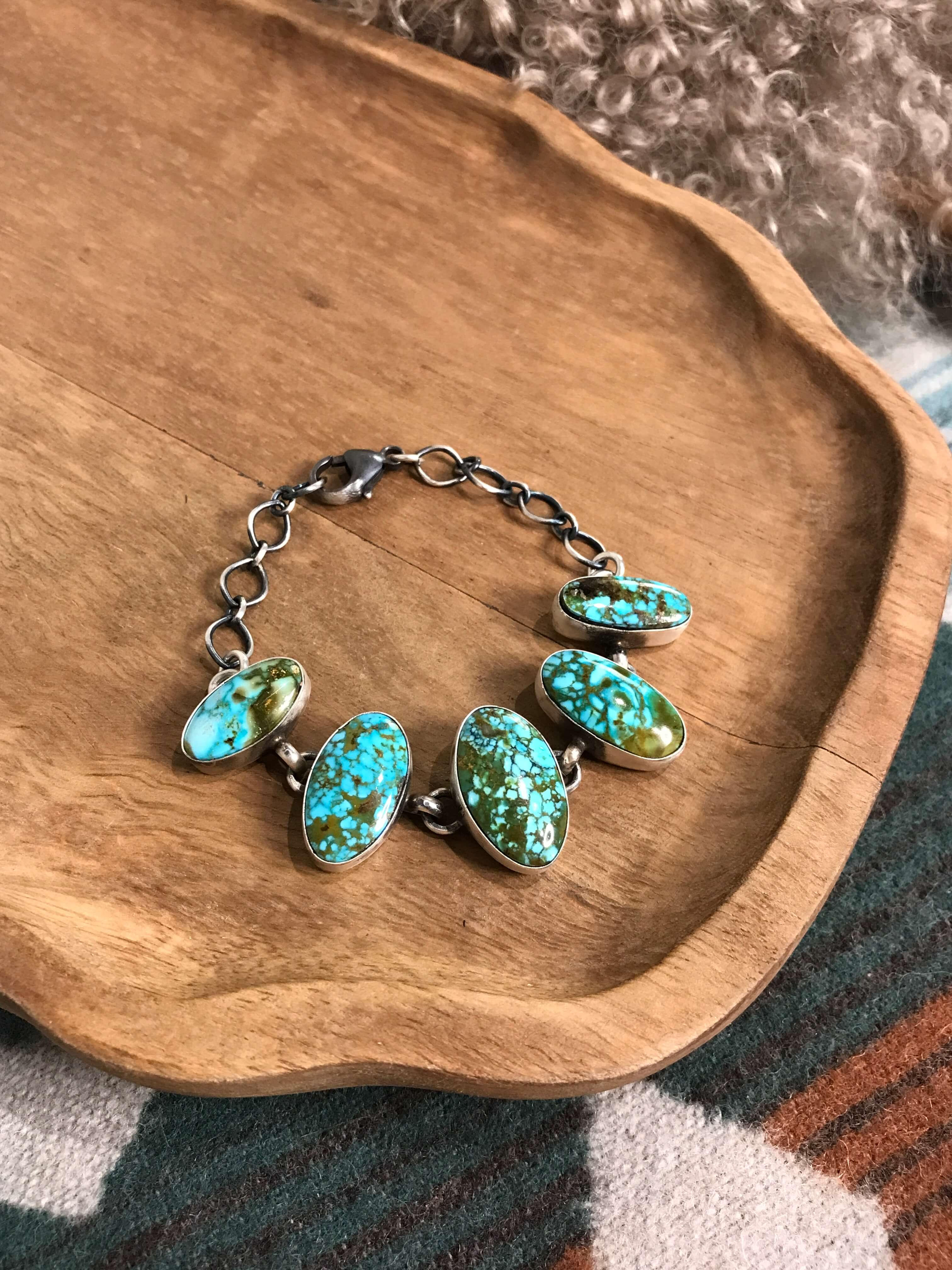 The Gallegos Link Bracelet, 2-Bracelets & Cuffs-Calli Co., Turquoise and Silver Jewelry, Native American Handmade, Zuni Tribe, Navajo Tribe, Brock Texas