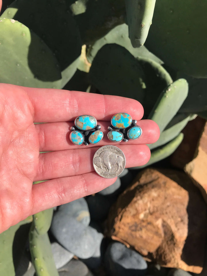 The Tres Rios Earrings, 17-Earrings-Calli Co., Turquoise and Silver Jewelry, Native American Handmade, Zuni Tribe, Navajo Tribe, Brock Texas