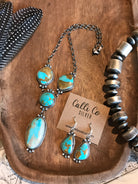 The Torch Lariat Necklace Set-Necklaces-Calli Co., Turquoise and Silver Jewelry, Native American Handmade, Zuni Tribe, Navajo Tribe, Brock Texas