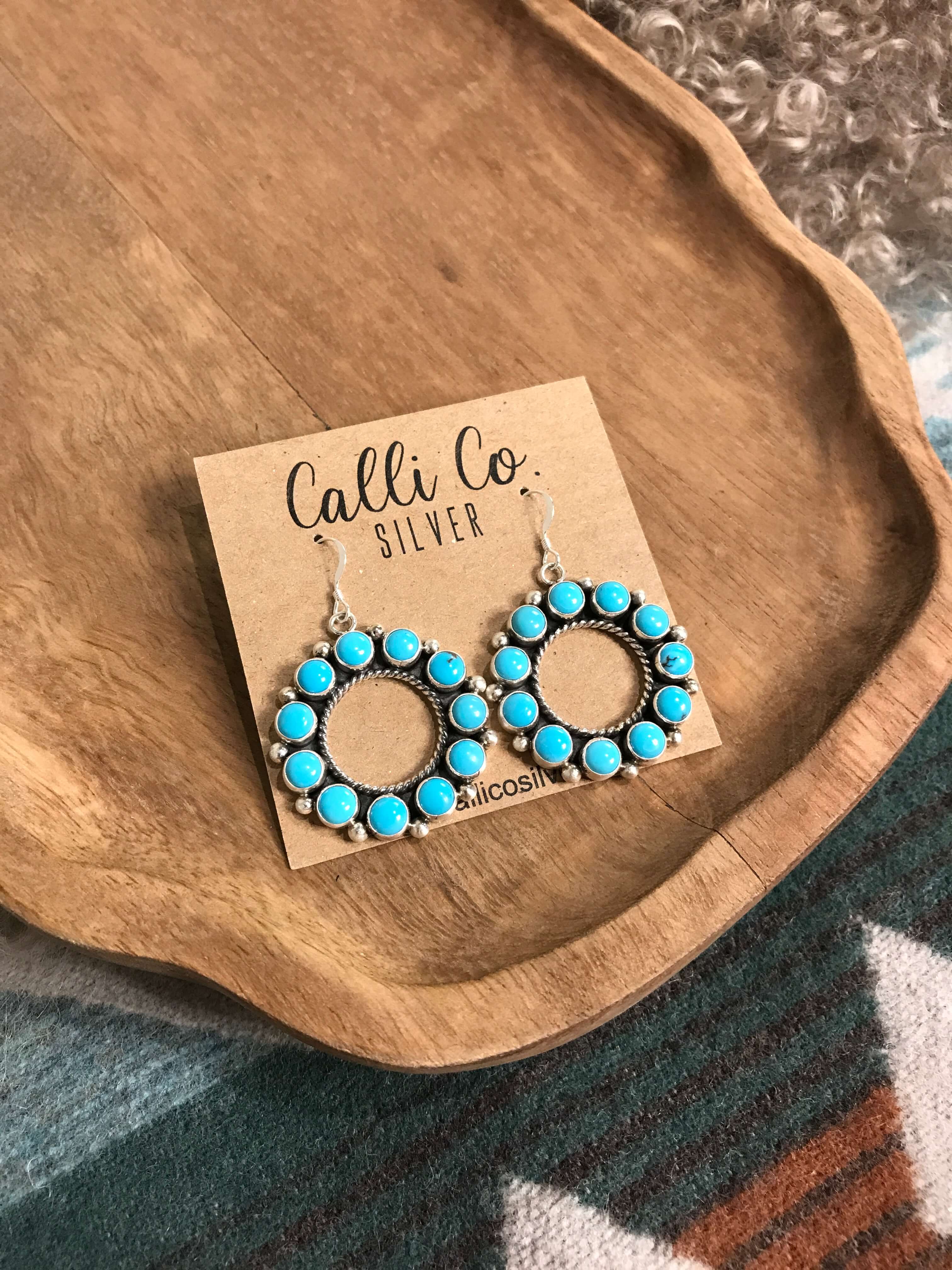 The Belinda Earrings xx-Earrings-Calli Co., Turquoise and Silver Jewelry, Native American Handmade, Zuni Tribe, Navajo Tribe, Brock Texas