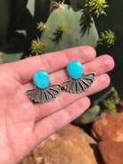 The Alaskan Turquoise Earrings, 22-Earrings-Calli Co., Turquoise and Silver Jewelry, Native American Handmade, Zuni Tribe, Navajo Tribe, Brock Texas