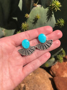 The Alaskan Turquoise Earrings, 22-Earrings-Calli Co., Turquoise and Silver Jewelry, Native American Handmade, Zuni Tribe, Navajo Tribe, Brock Texas