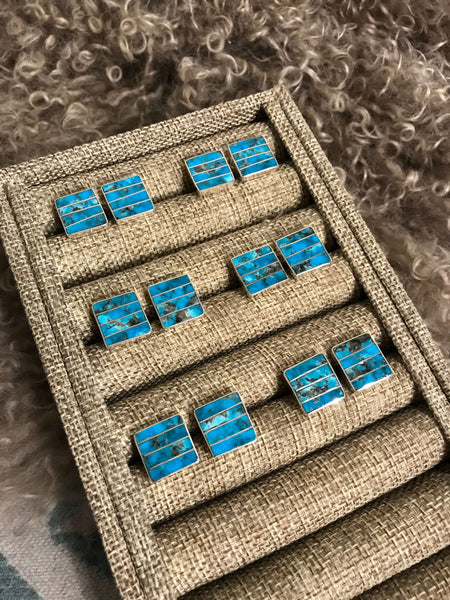 The Zermatt Turquoise Inlay Studs | Calli Co Silver | Fort Worth