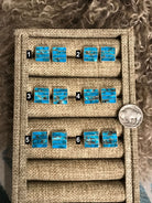 The Zermatt Turquoise Inlay Studs xx-Earrings-Calli Co., Turquoise and Silver Jewelry, Native American Handmade, Zuni Tribe, Navajo Tribe, Brock Texas