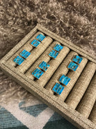 The Zermatt Turquoise Inlay Studs xx-Earrings-Calli Co., Turquoise and Silver Jewelry, Native American Handmade, Zuni Tribe, Navajo Tribe, Brock Texas