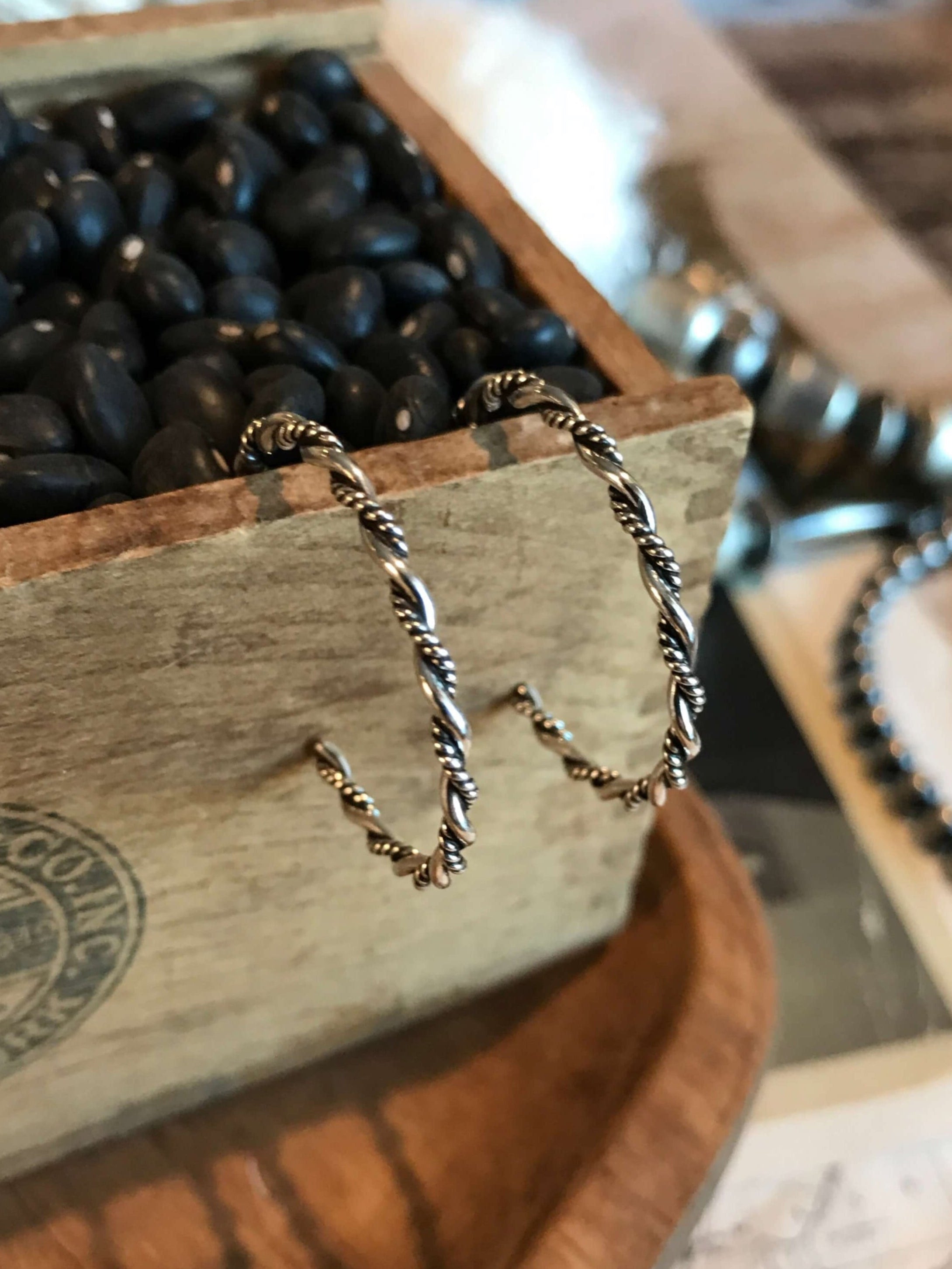 The Hankinson Hoop Earrings, 1-Earrings-Calli Co., Turquoise and Silver Jewelry, Native American Handmade, Zuni Tribe, Navajo Tribe, Brock Texas