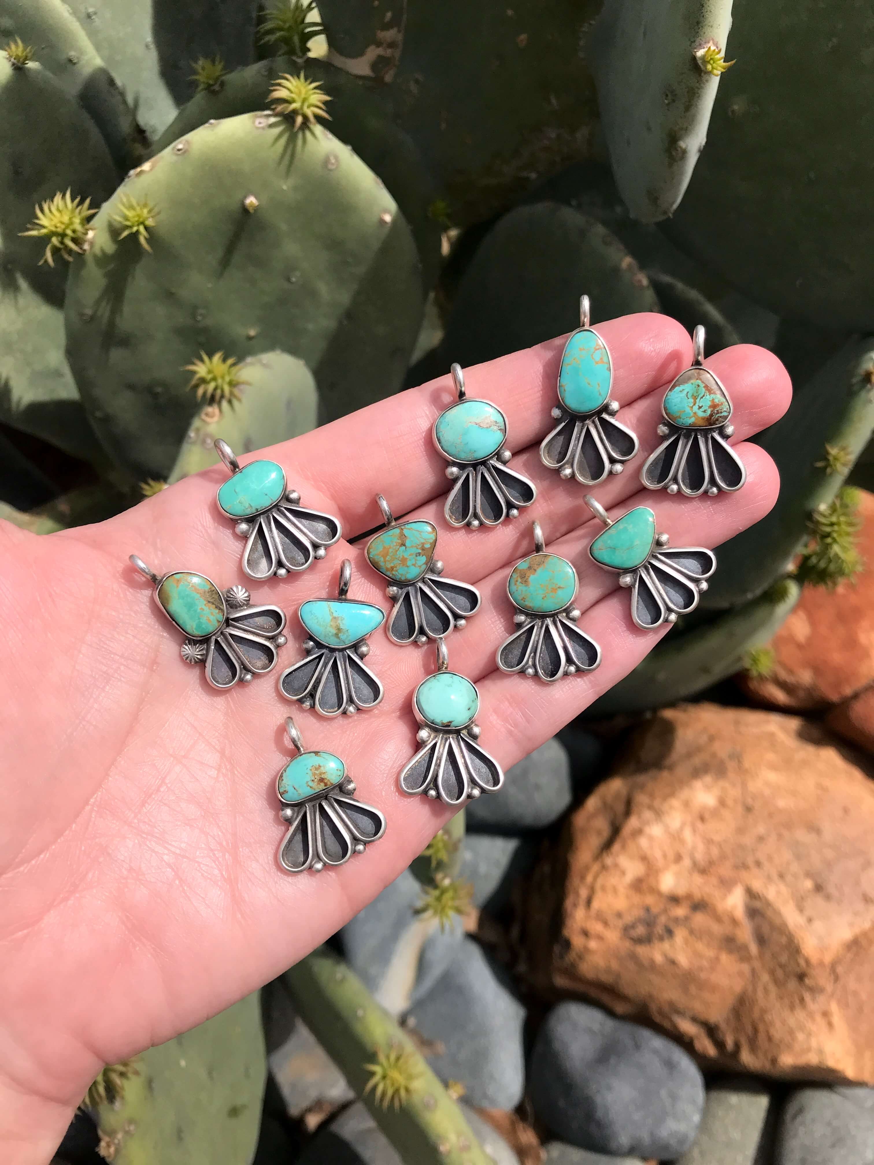 The Coastal Turquoise Pendant-Pendants-Calli Co., Turquoise and Silver Jewelry, Native American Handmade, Zuni Tribe, Navajo Tribe, Brock Texas