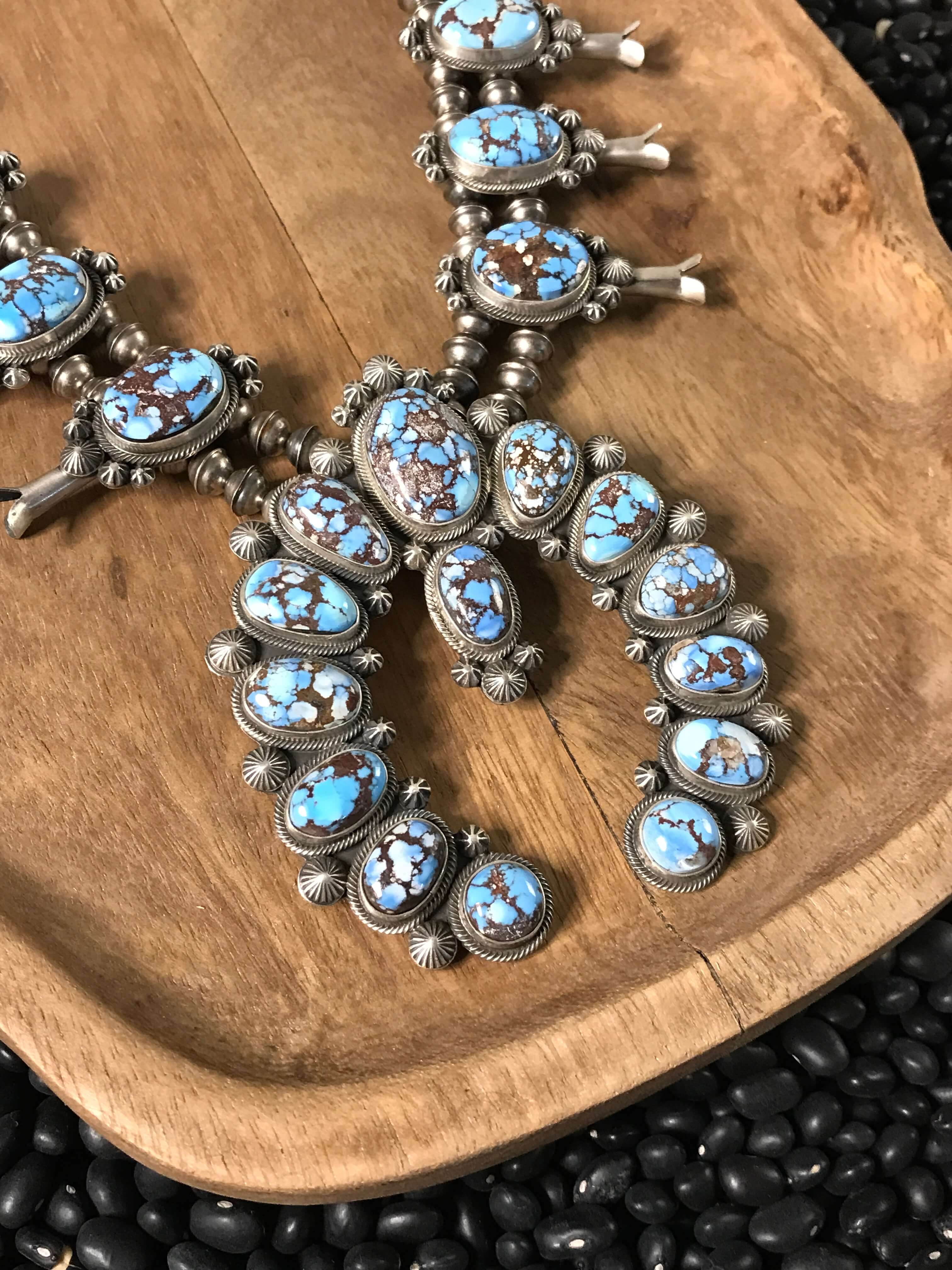 The Chilko Squash Blossom Necklace-Necklaces-Calli Co., Turquoise and Silver Jewelry, Native American Handmade, Zuni Tribe, Navajo Tribe, Brock Texas