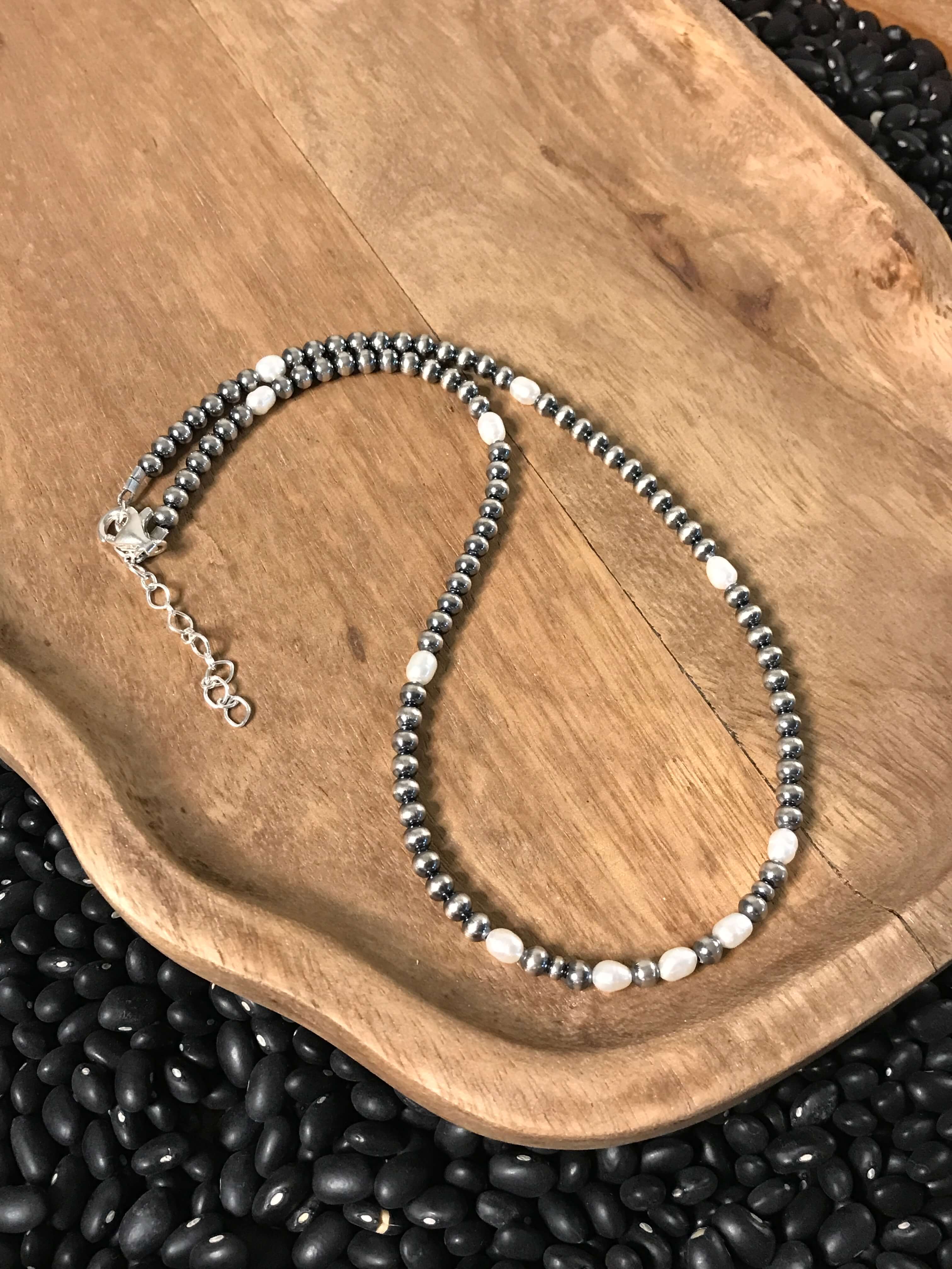 The Marina Necklace, 18"-Necklaces-Calli Co., Turquoise and Silver Jewelry, Native American Handmade, Zuni Tribe, Navajo Tribe, Brock Texas