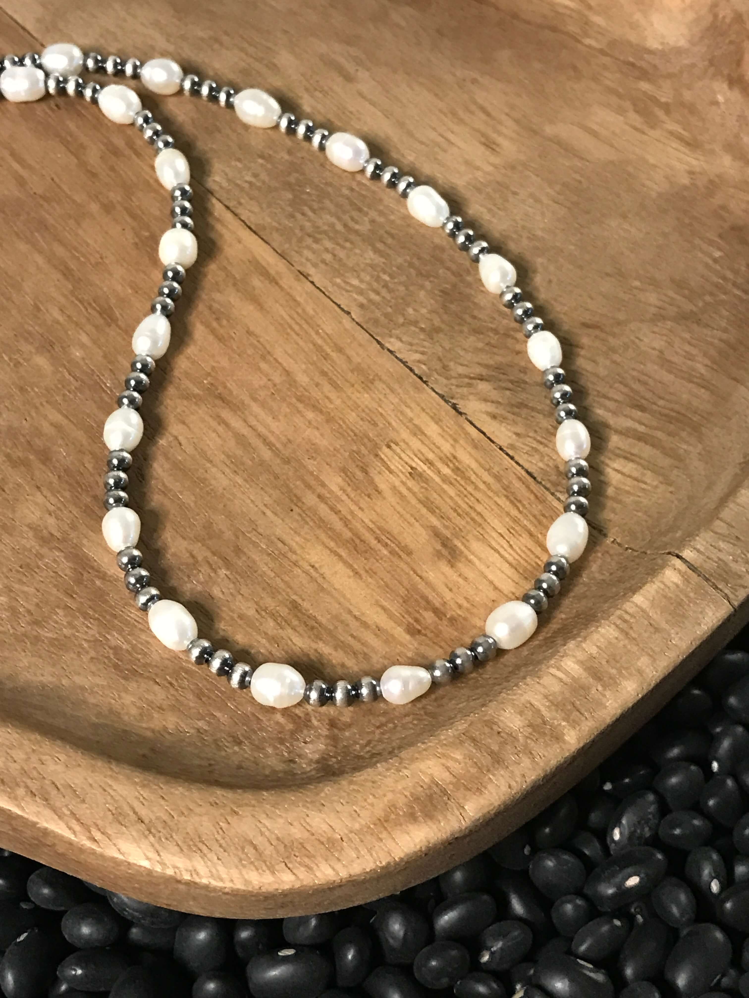 The Calder Necklace, 18"-Necklaces-Calli Co., Turquoise and Silver Jewelry, Native American Handmade, Zuni Tribe, Navajo Tribe, Brock Texas