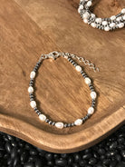 The Calder Pearl & Pearl Beaded Bracelet-Bracelets & Cuffs-Calli Co., Turquoise and Silver Jewelry, Native American Handmade, Zuni Tribe, Navajo Tribe, Brock Texas