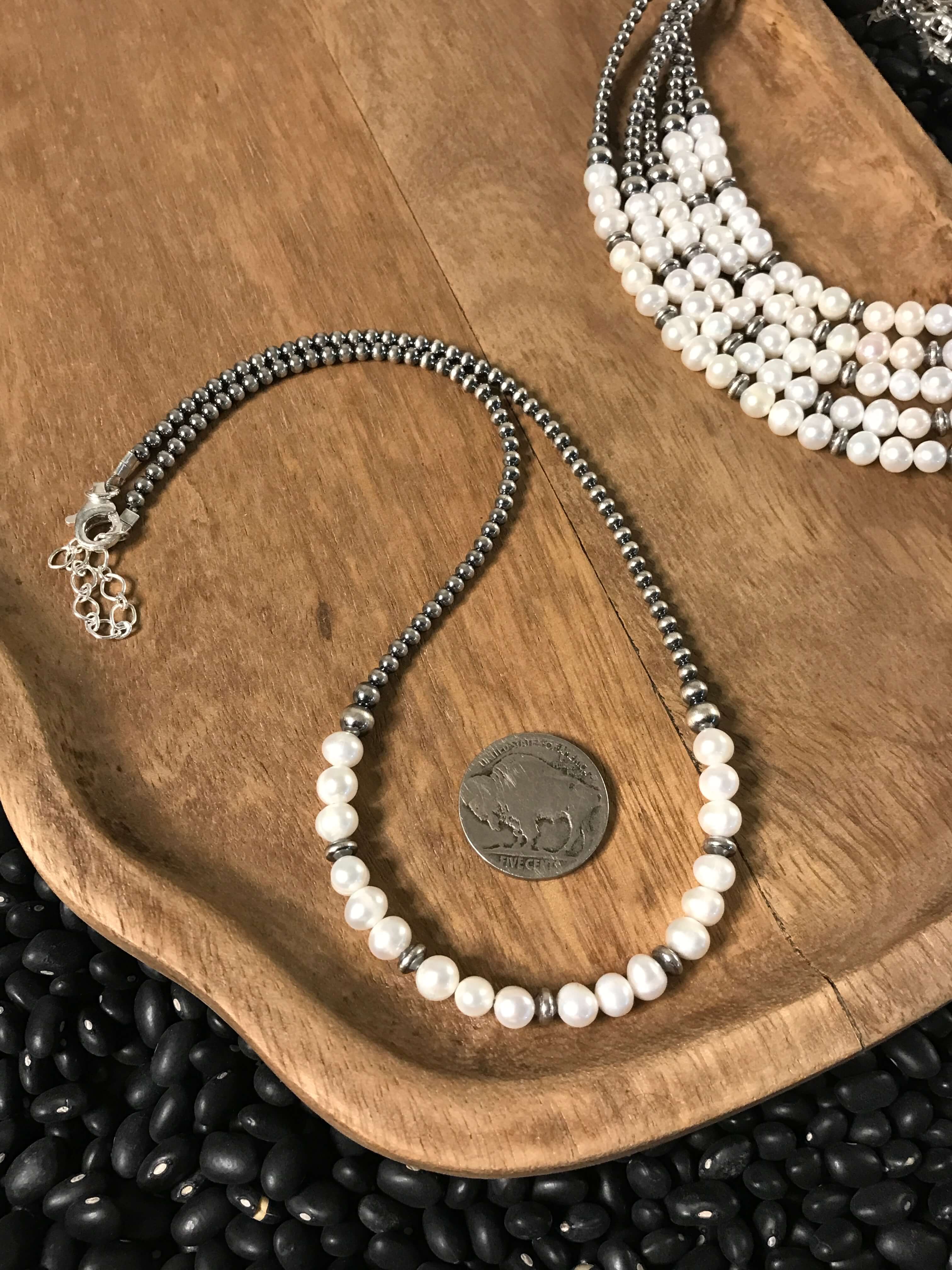 The Bondi Necklace, 18"-Necklaces-Calli Co., Turquoise and Silver Jewelry, Native American Handmade, Zuni Tribe, Navajo Tribe, Brock Texas