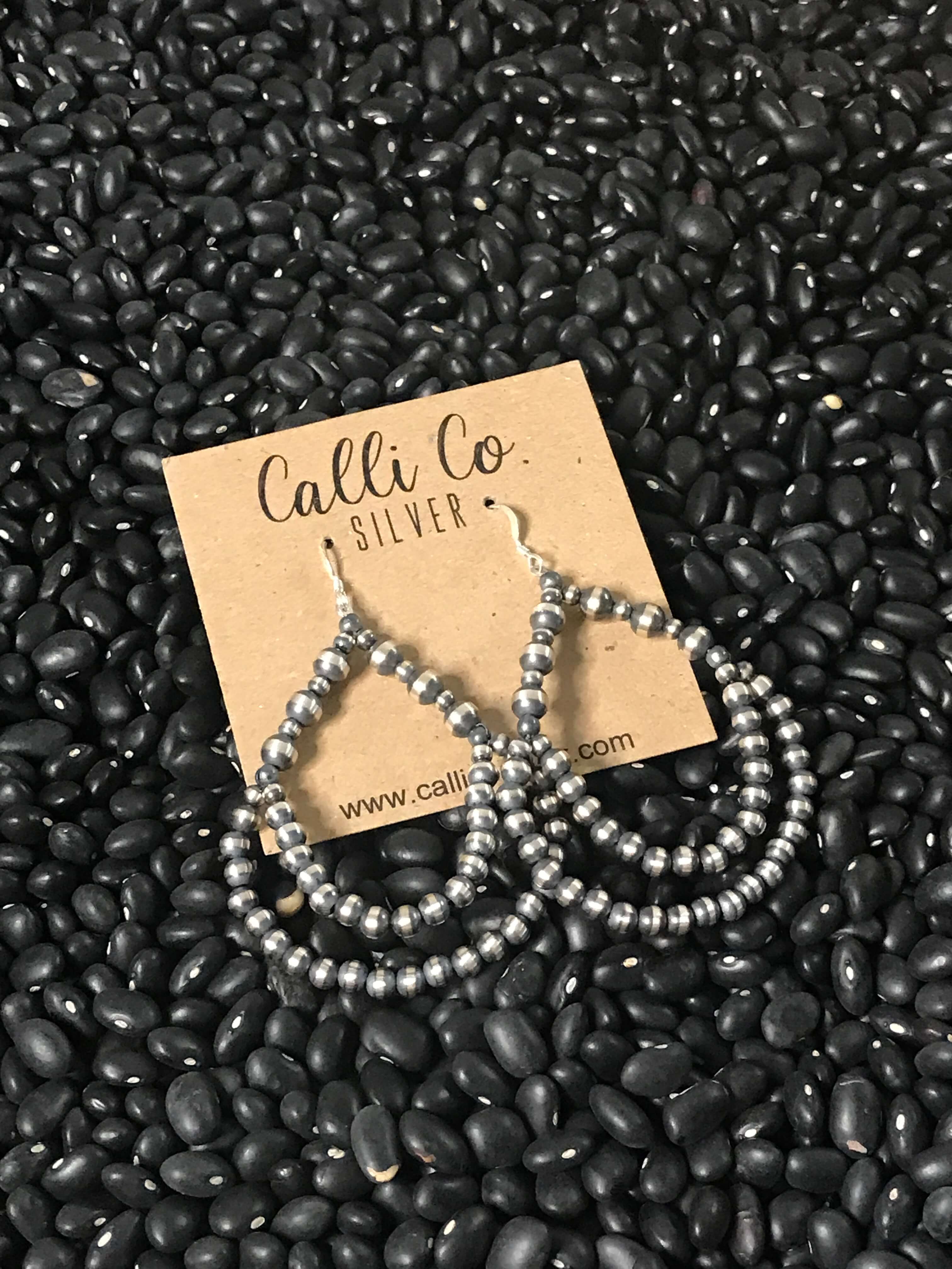 The Carson Pearl Hoop Earrings-Earrings-Calli Co., Turquoise and Silver Jewelry, Native American Handmade, Zuni Tribe, Navajo Tribe, Brock Texas