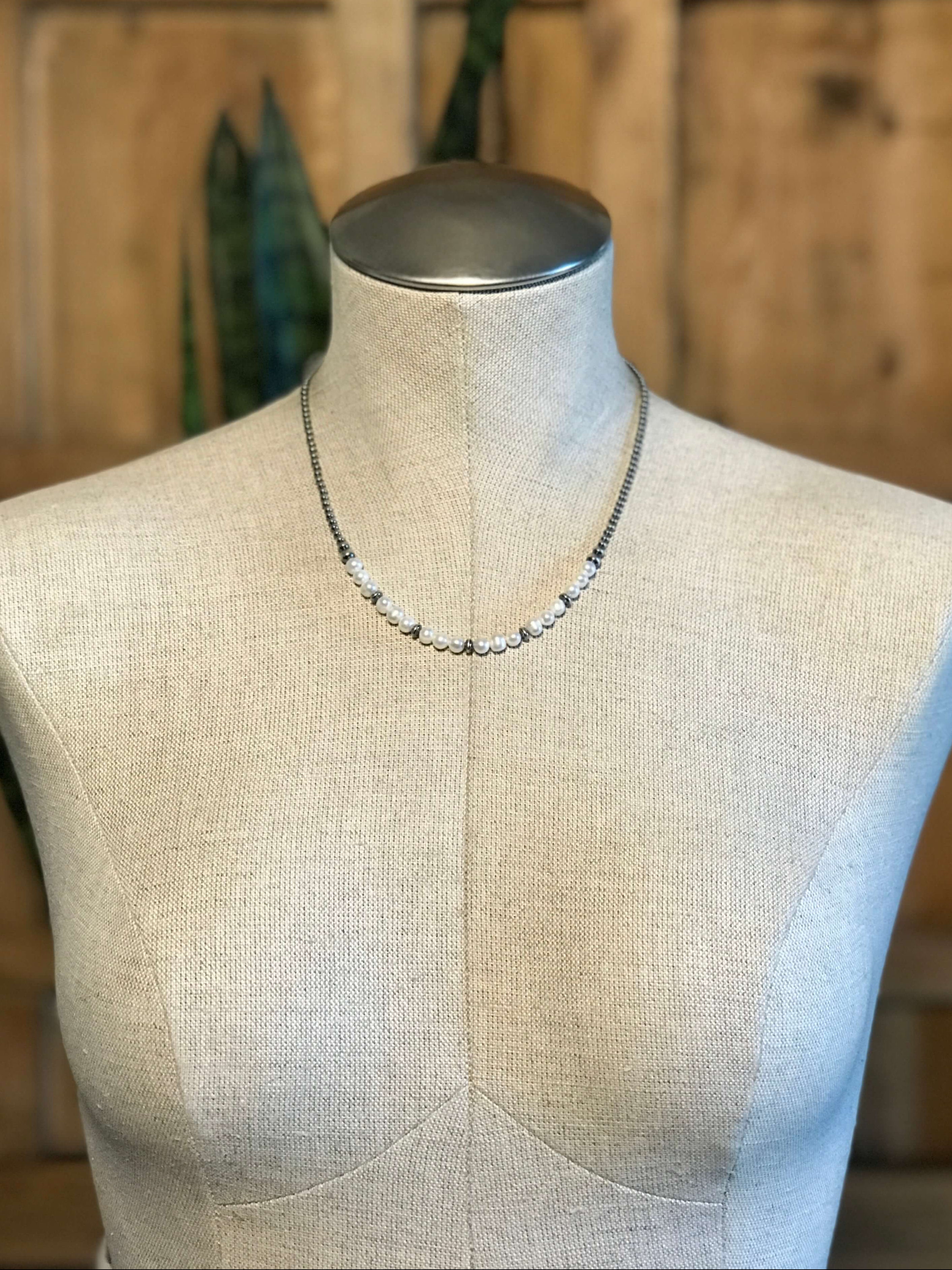 The Bondi Necklace, 18"-Necklaces-Calli Co., Turquoise and Silver Jewelry, Native American Handmade, Zuni Tribe, Navajo Tribe, Brock Texas