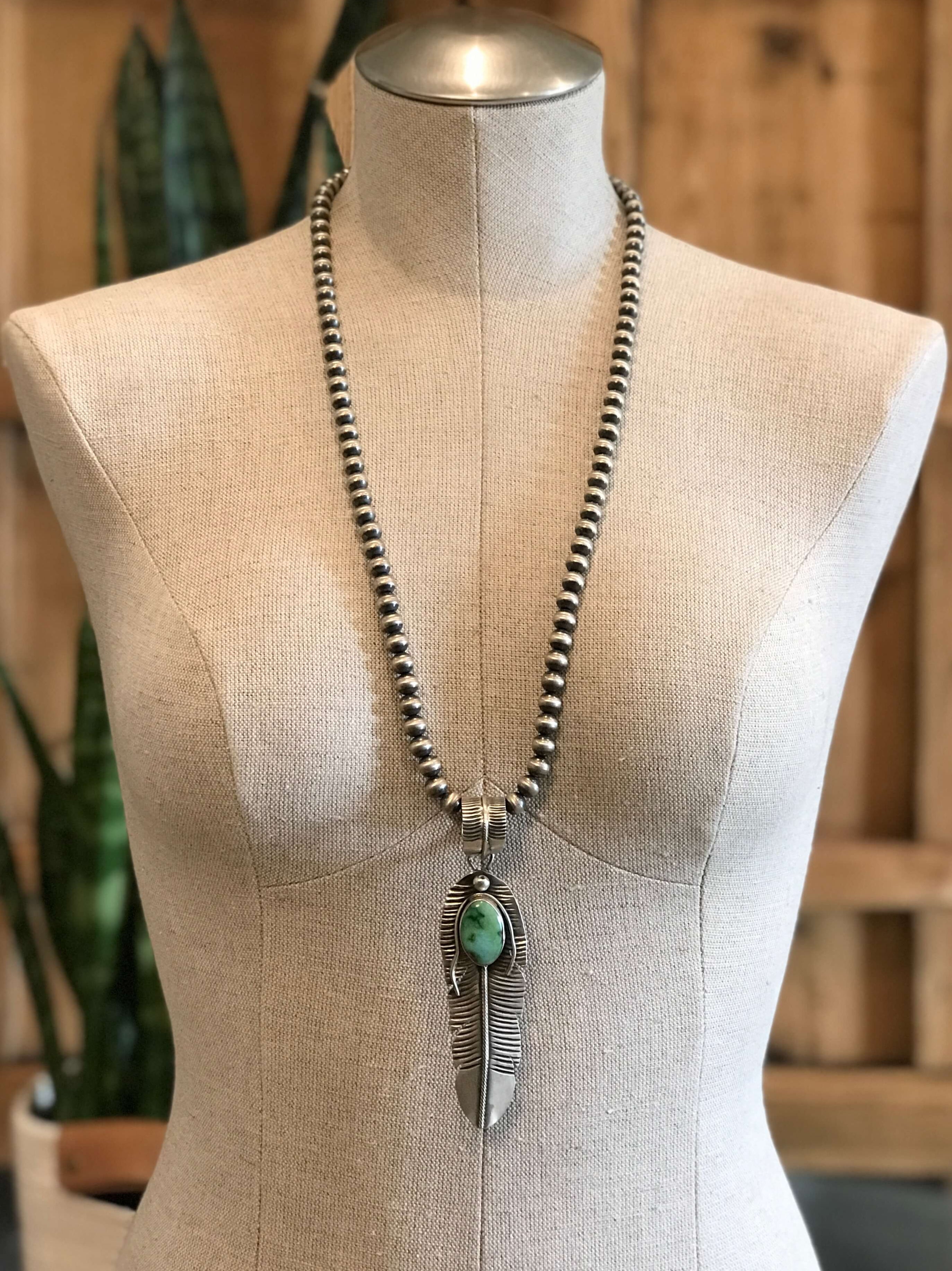 The Choctaw Feather Pendant, 1-Pendants-Calli Co., Turquoise and Silver Jewelry, Native American Handmade, Zuni Tribe, Navajo Tribe, Brock Texas