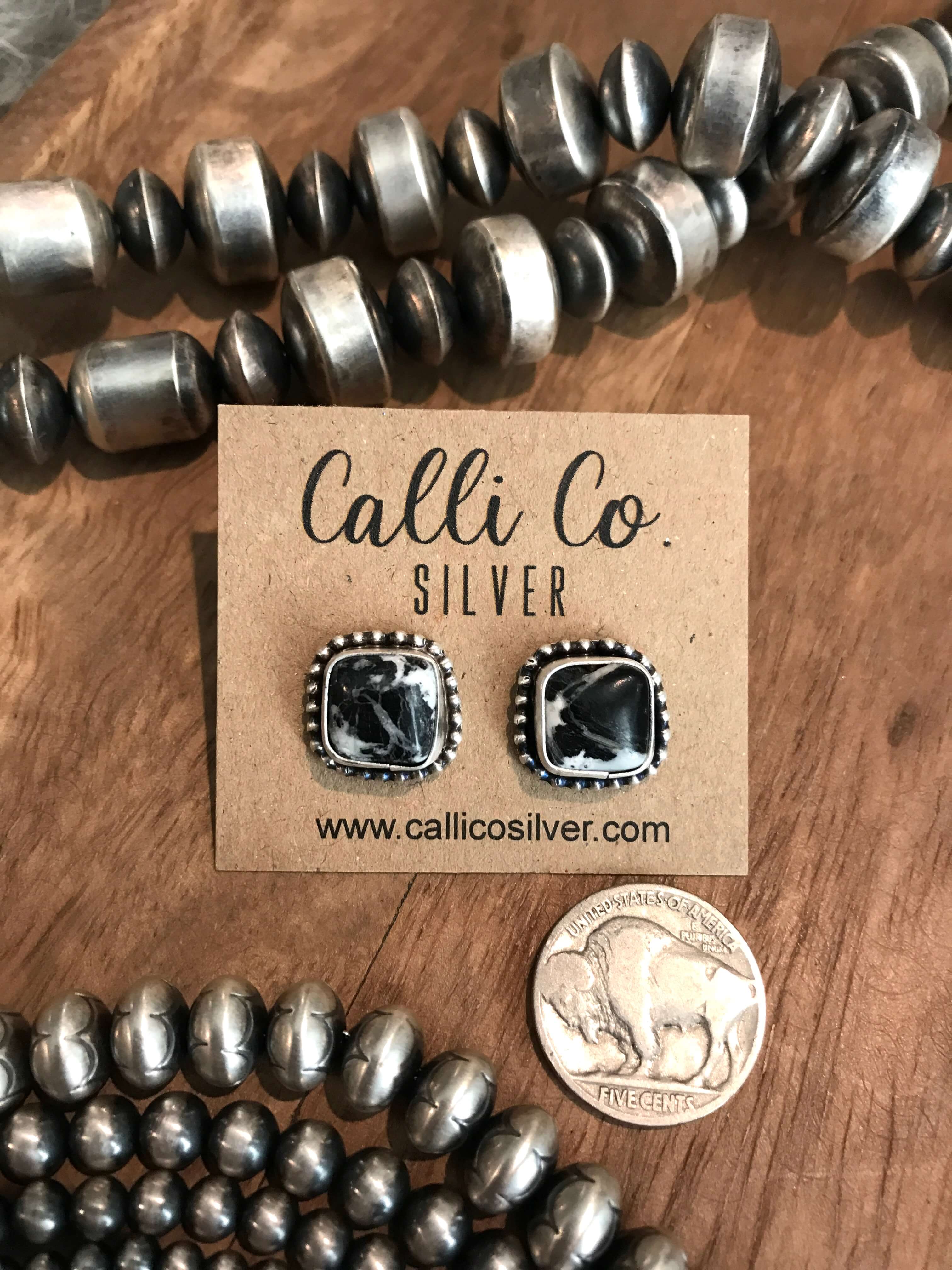 The Favorite Studs, 56-Earrings-Calli Co., Turquoise and Silver Jewelry, Native American Handmade, Zuni Tribe, Navajo Tribe, Brock Texas