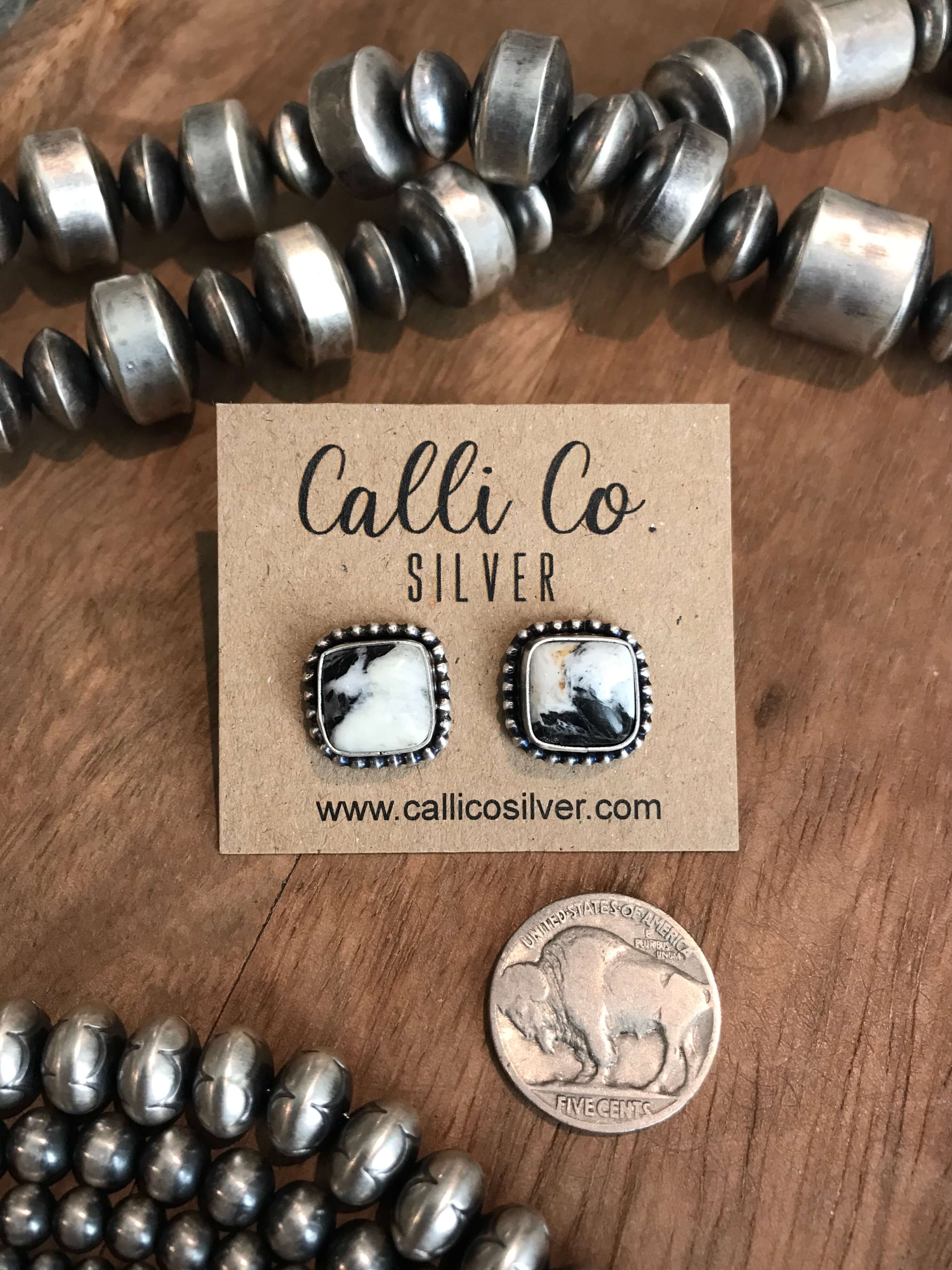 The Favorite Studs, 54-Earrings-Calli Co., Turquoise and Silver Jewelry, Native American Handmade, Zuni Tribe, Navajo Tribe, Brock Texas