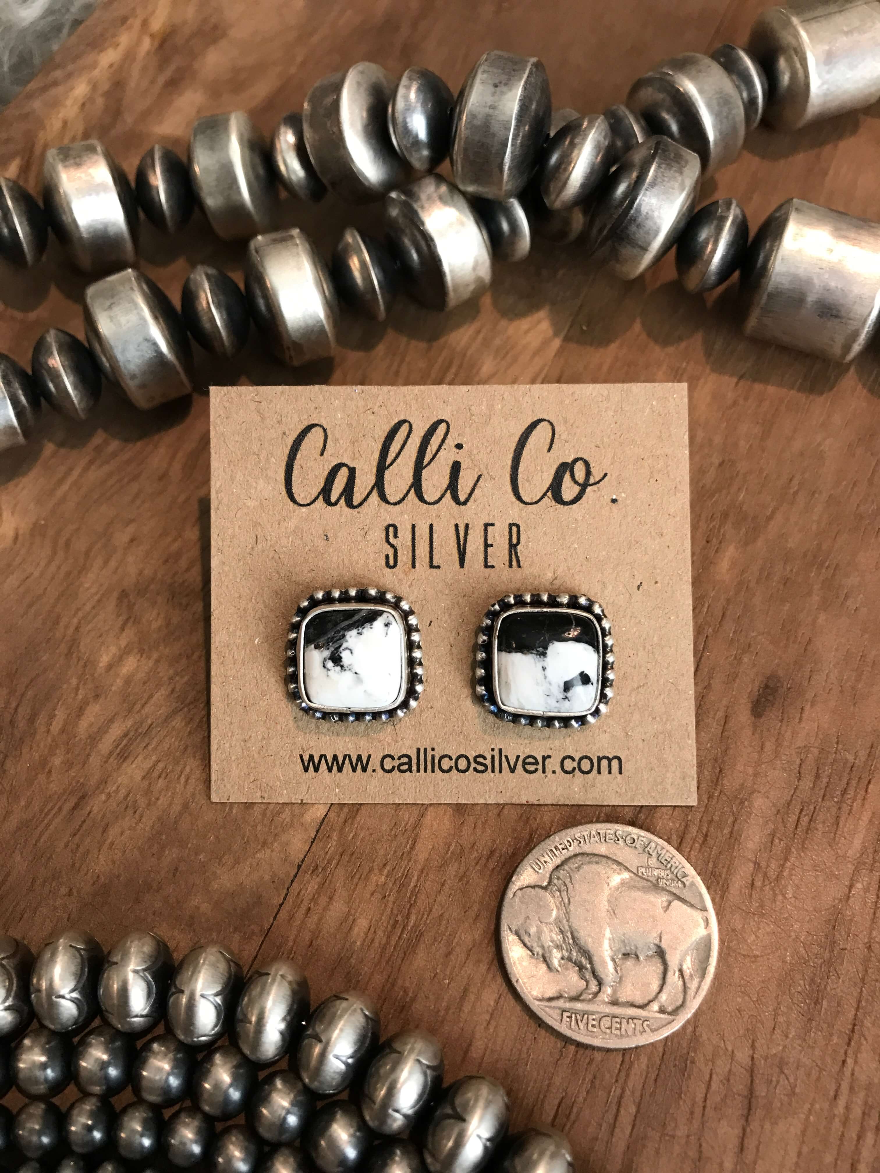 The Favorite Studs, 53-Earrings-Calli Co., Turquoise and Silver Jewelry, Native American Handmade, Zuni Tribe, Navajo Tribe, Brock Texas