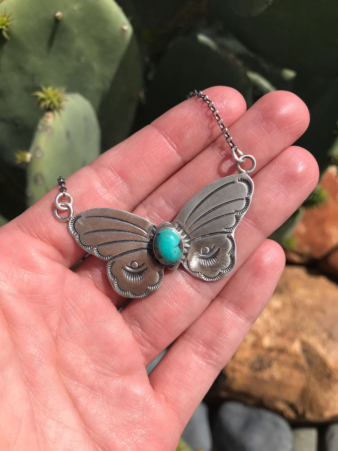 The Butterfly Necklace, 4-Necklaces-Calli Co., Turquoise and Silver Jewelry, Native American Handmade, Zuni Tribe, Navajo Tribe, Brock Texas