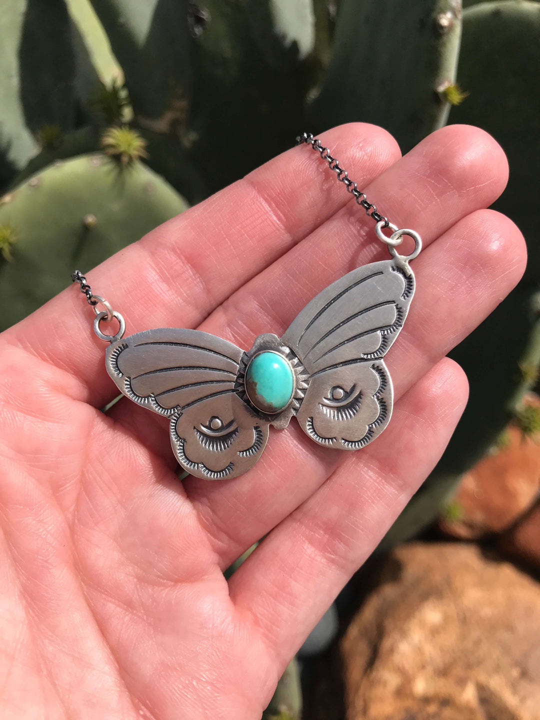 The Butterfly Necklace, 5-Necklaces-Calli Co., Turquoise and Silver Jewelry, Native American Handmade, Zuni Tribe, Navajo Tribe, Brock Texas