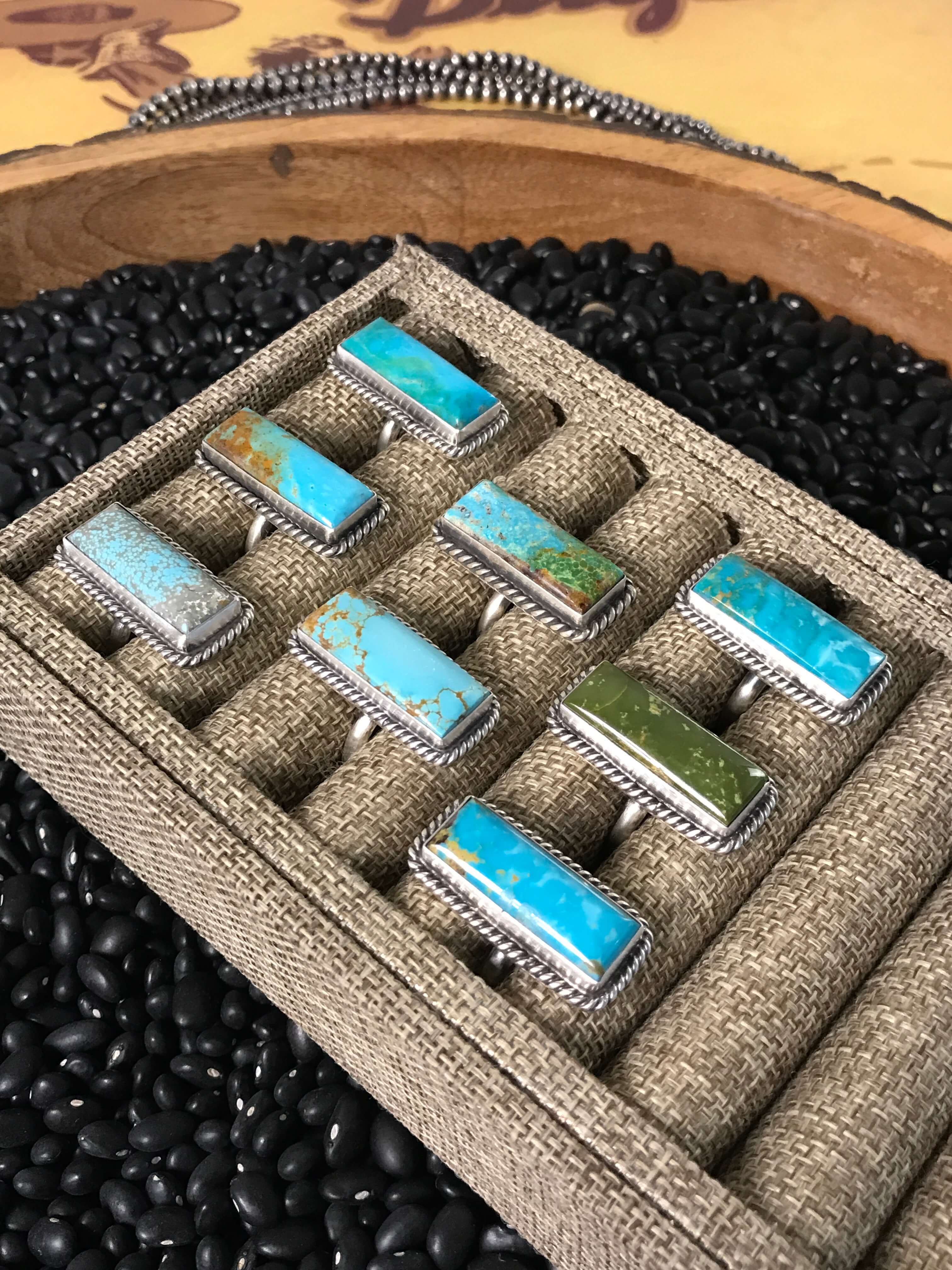 The Big Chief Adjustable Turquoise Rings-Rings-Calli Co., Turquoise and Silver Jewelry, Native American Handmade, Zuni Tribe, Navajo Tribe, Brock Texas