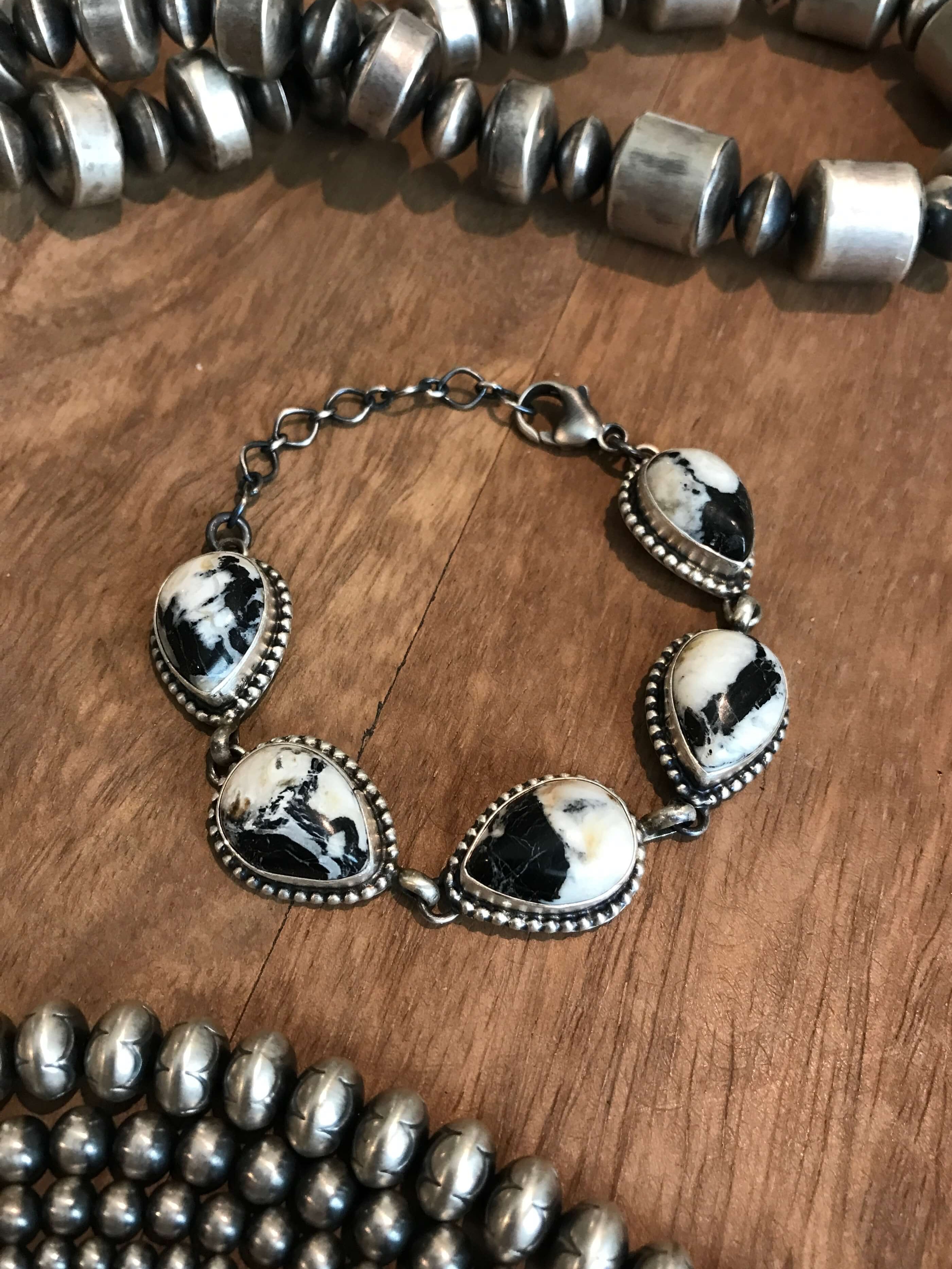 Native American One Of The Most Unique Buffalo Turquoise Sterling Silver Link Bracelet